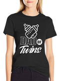 Dad of Twins Black Graphic T-Shirt