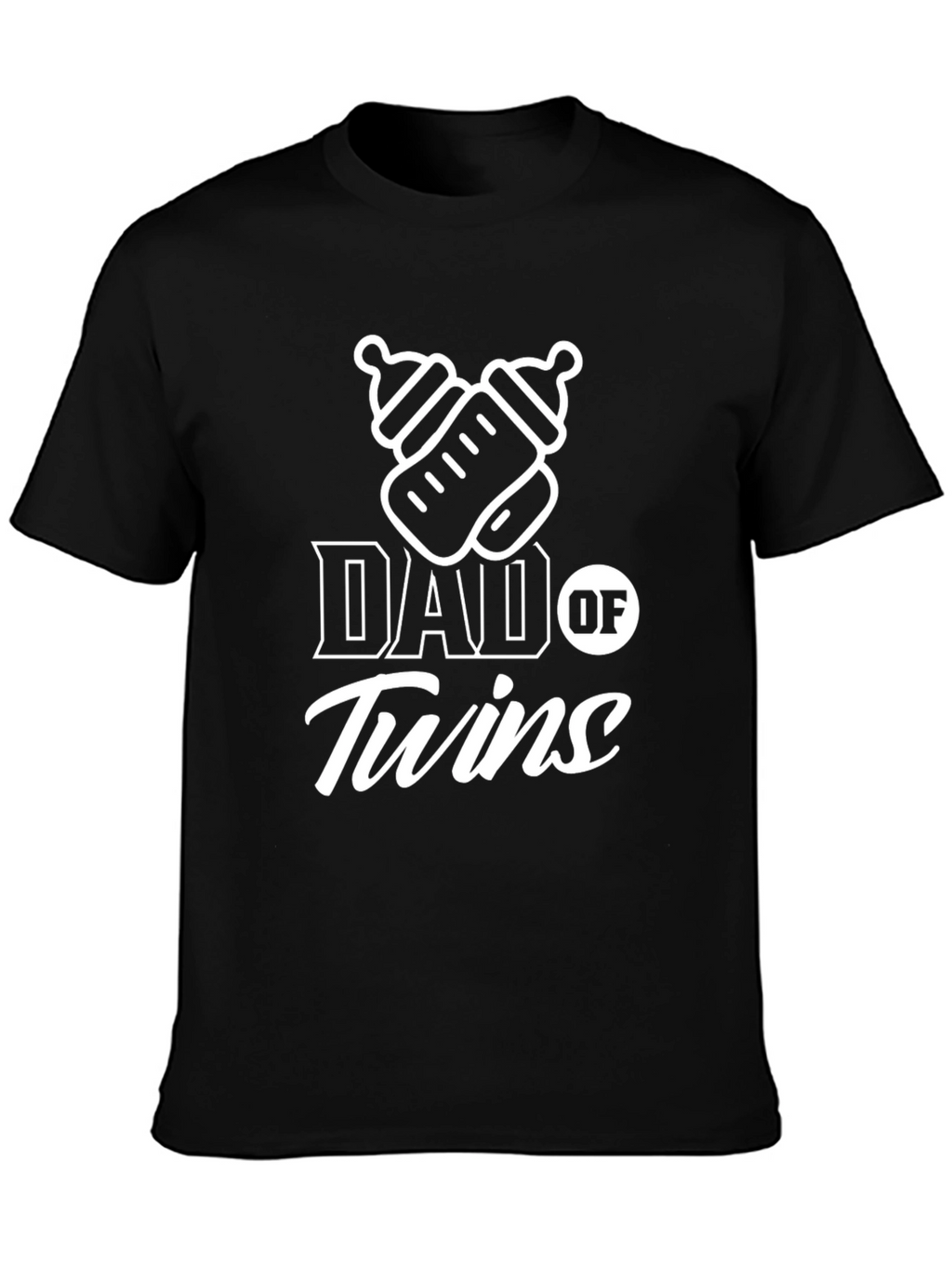 Dad of Twins Black Graphic T-Shirt