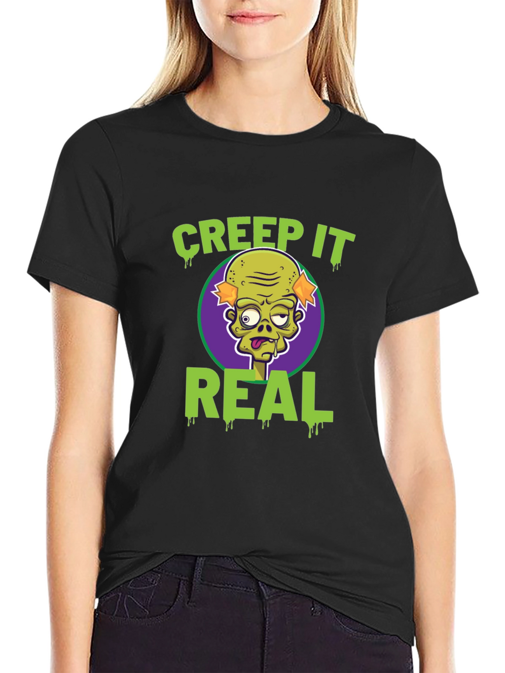 Creep It Real Zombie Graphic Tee - Halloween Fun