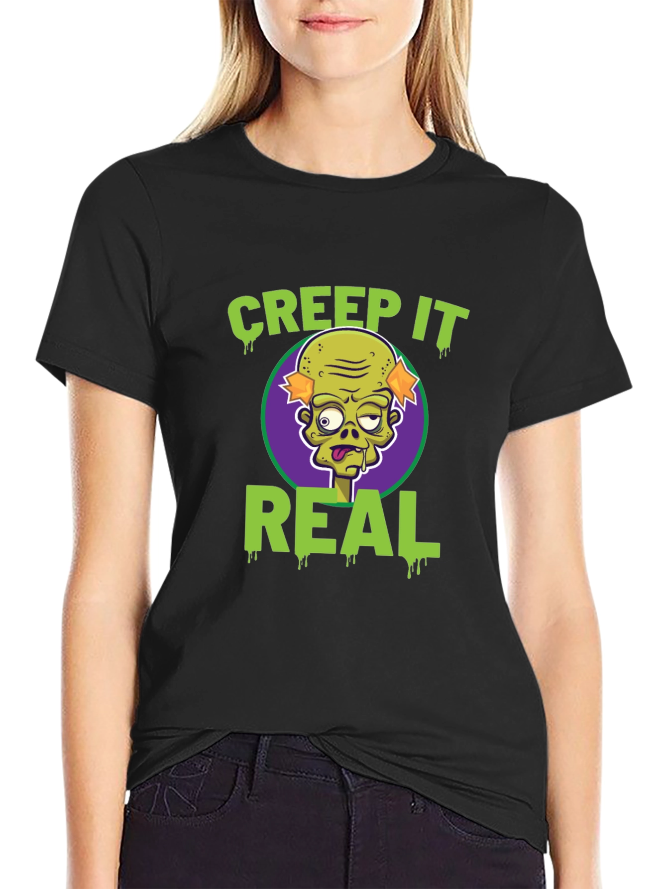 Creep It Real Zombie Graphic Tee - Halloween Fun