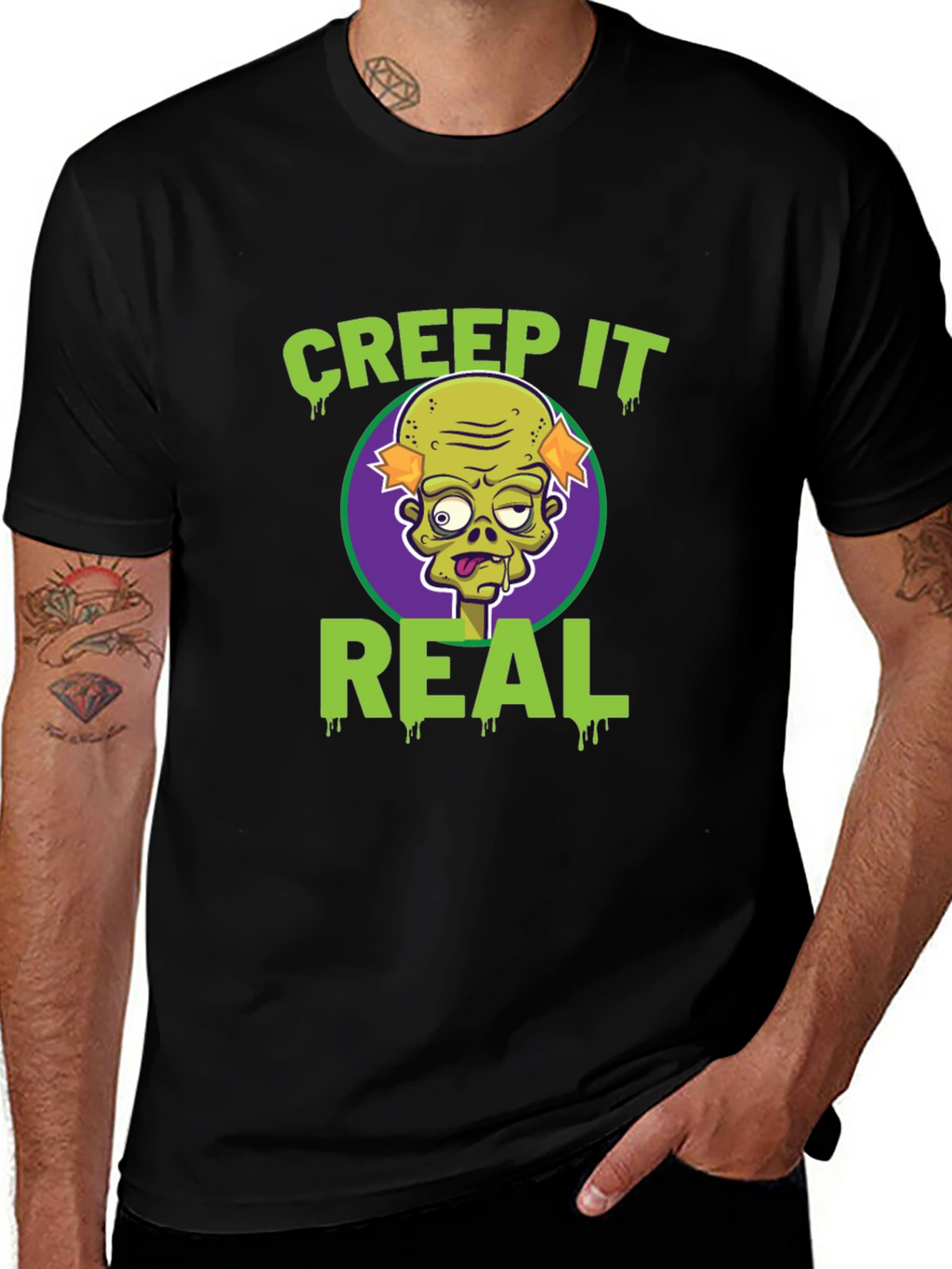 Creep It Real Zombie Graphic Tee - Halloween Fun