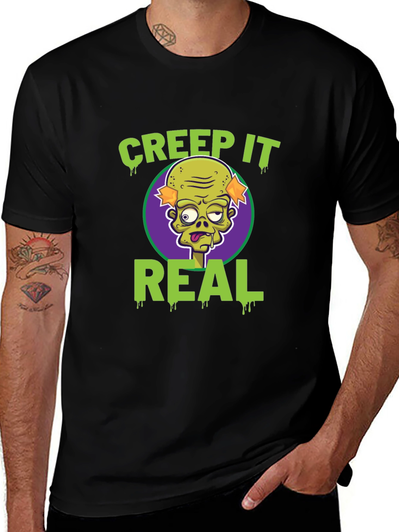 Creep It Real Zombie Graphic Tee - Halloween Fun