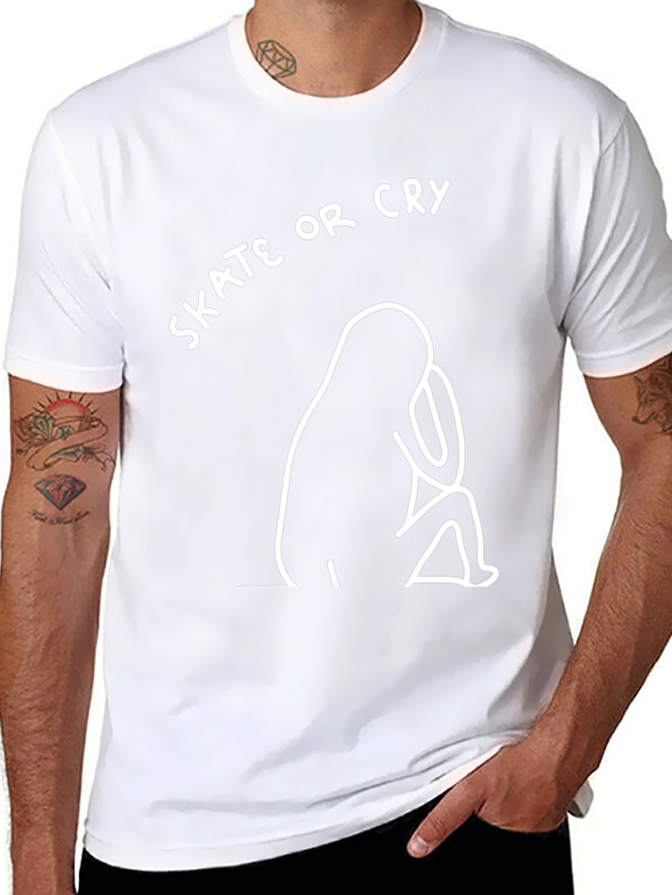 Skate or Cry Black Graphic Tee