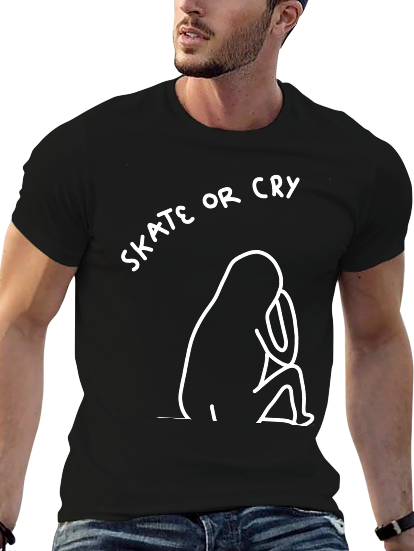 Skate or Cry Black Graphic Tee