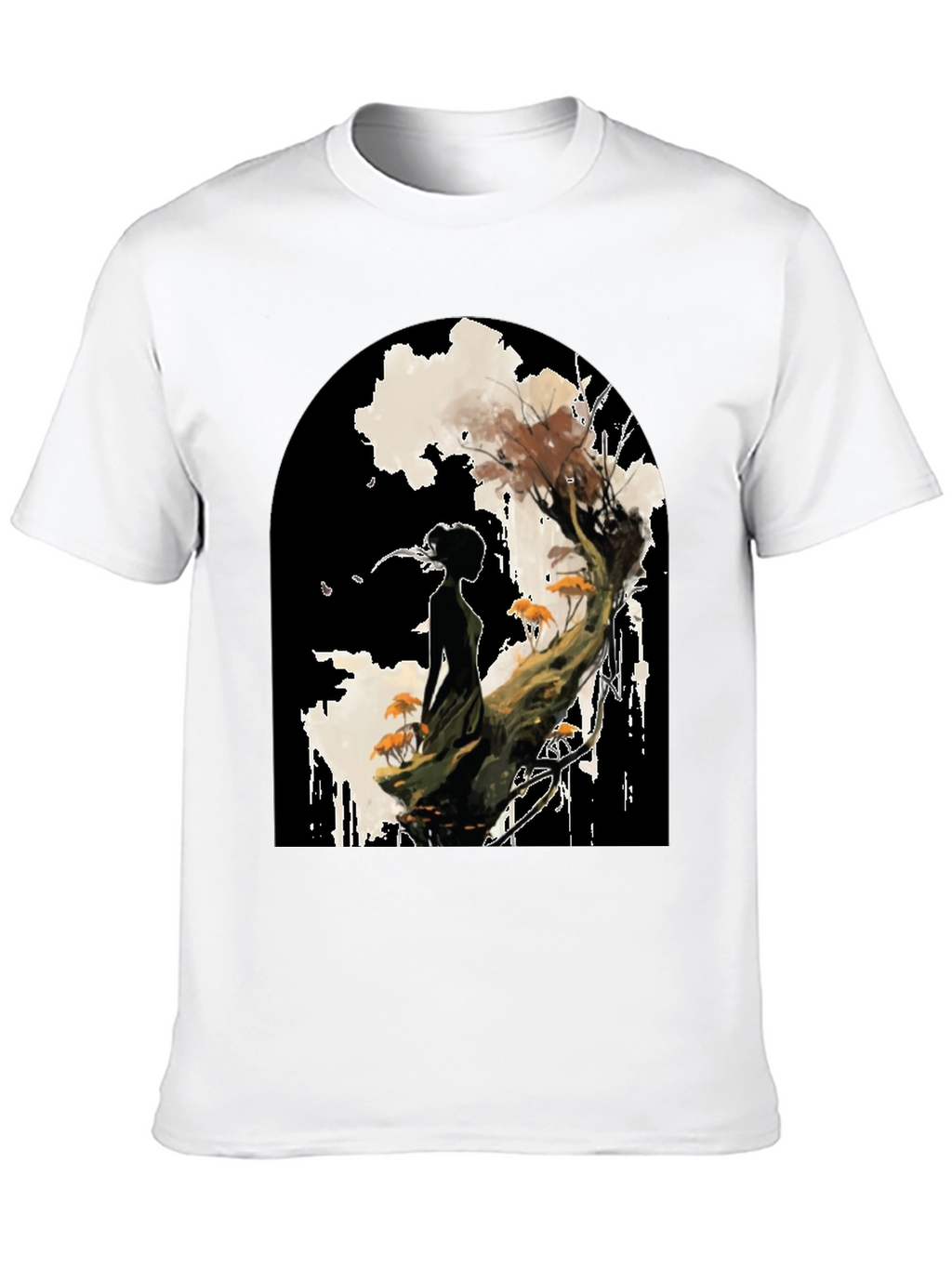 Nature Silhouette Graphic Tee - Black Cotton Blend