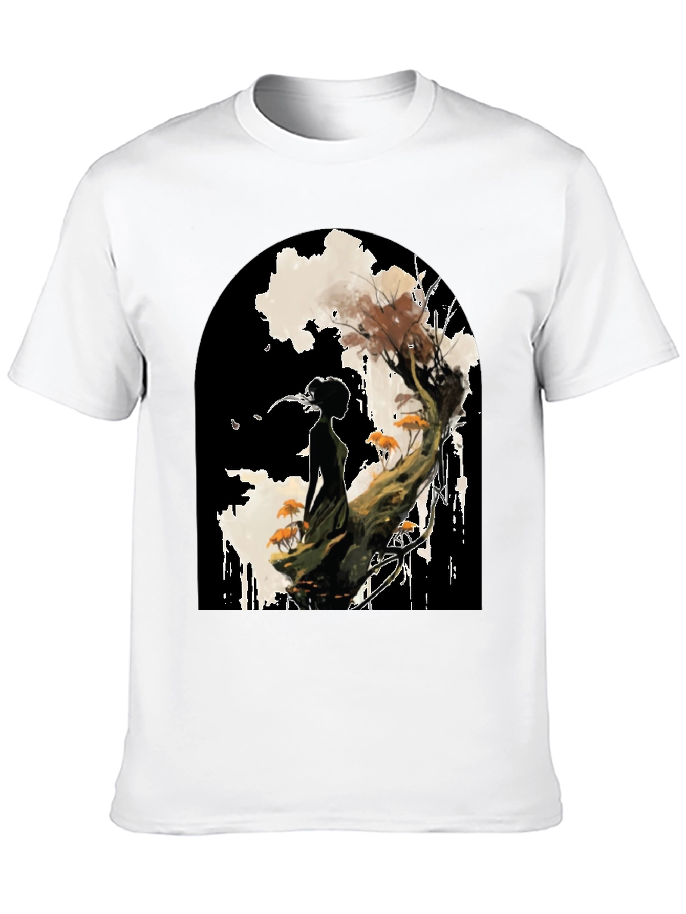 Nature Silhouette Graphic Tee - Black Cotton Blend