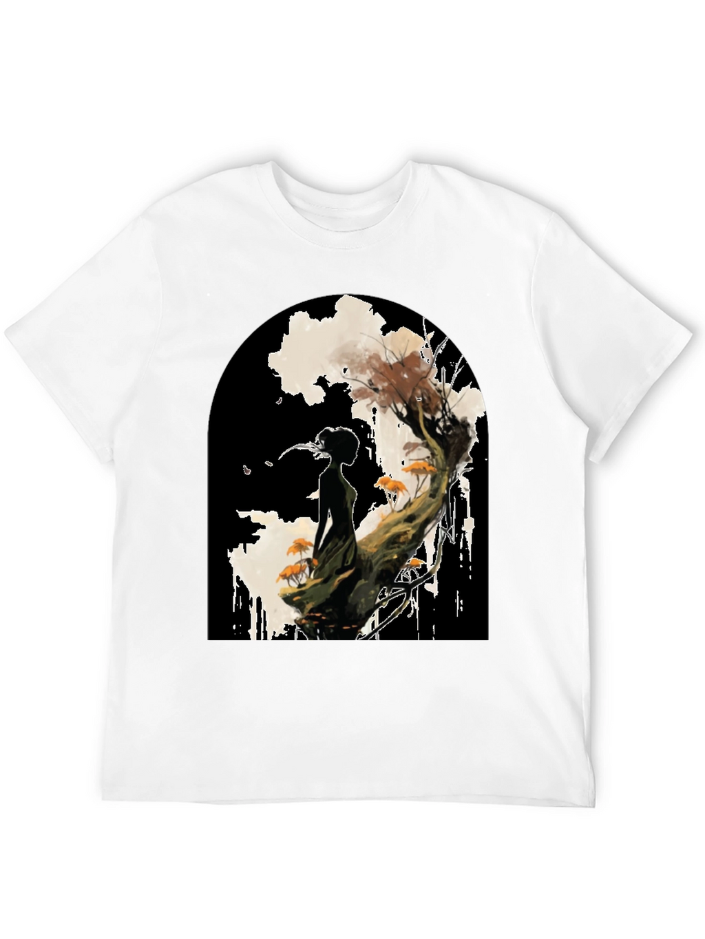 Nature Silhouette Graphic Tee - Black Cotton Blend