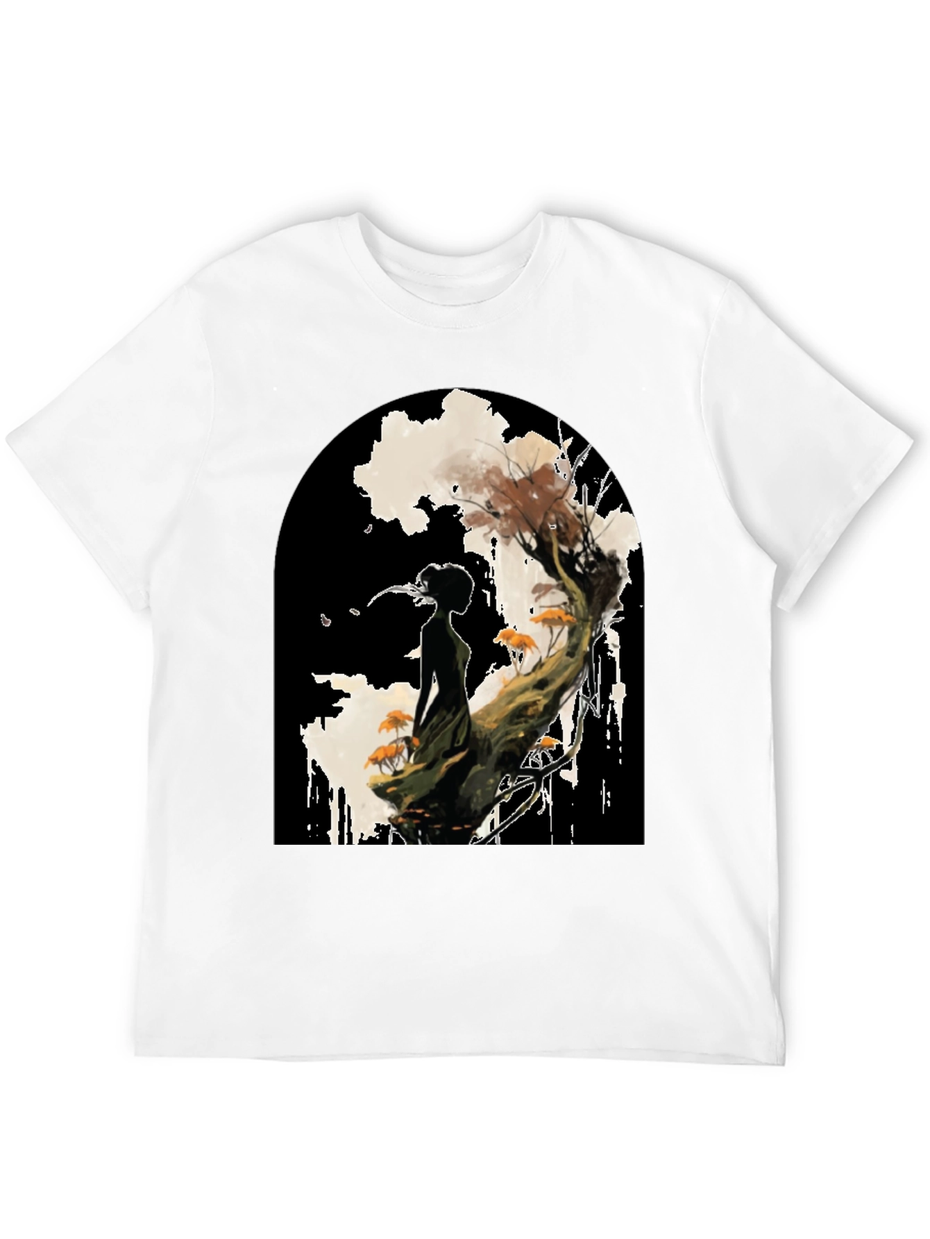 Nature Silhouette Graphic Tee - Black Cotton Blend