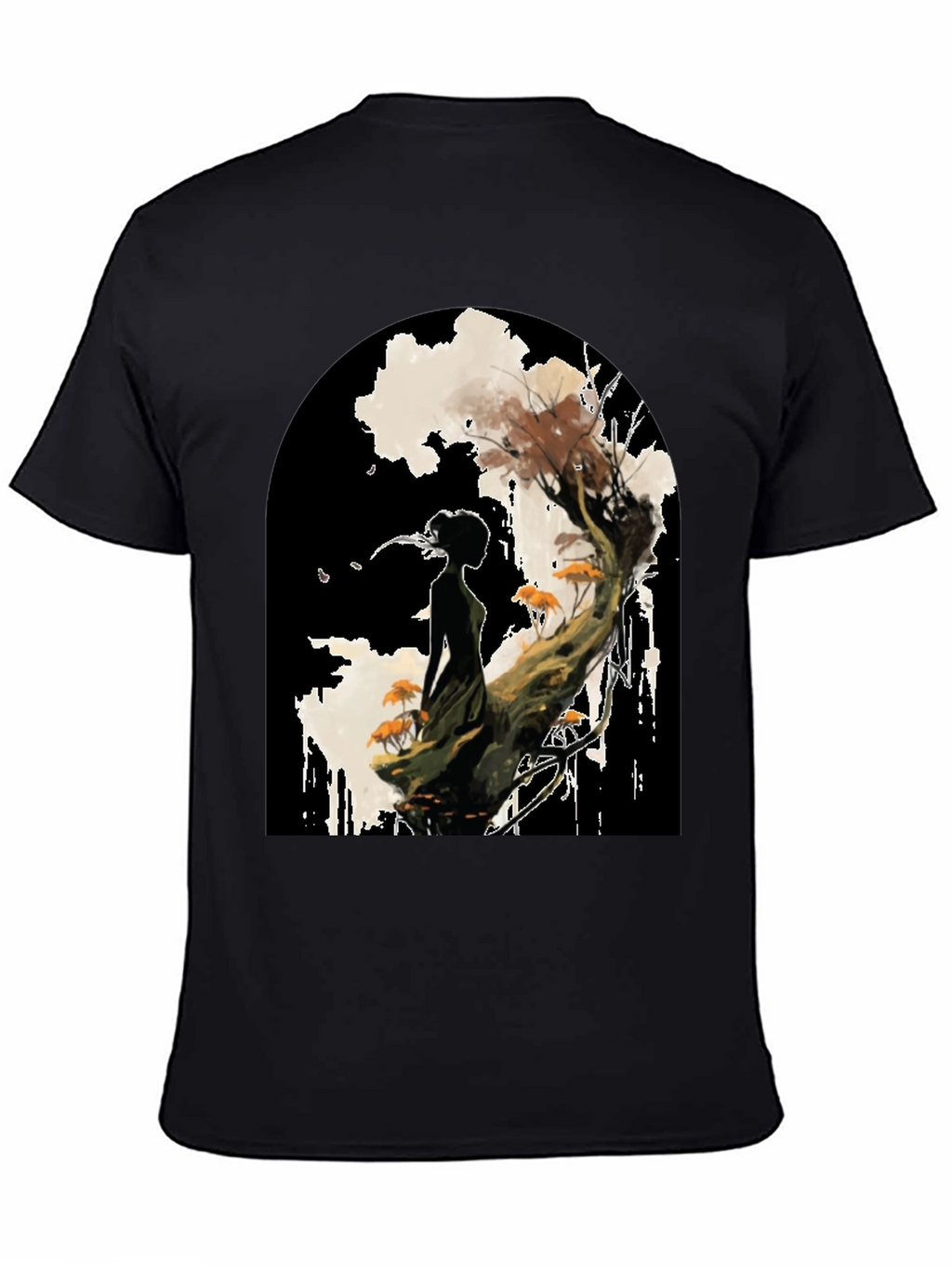 Nature Silhouette Graphic Tee - Black Cotton Blend