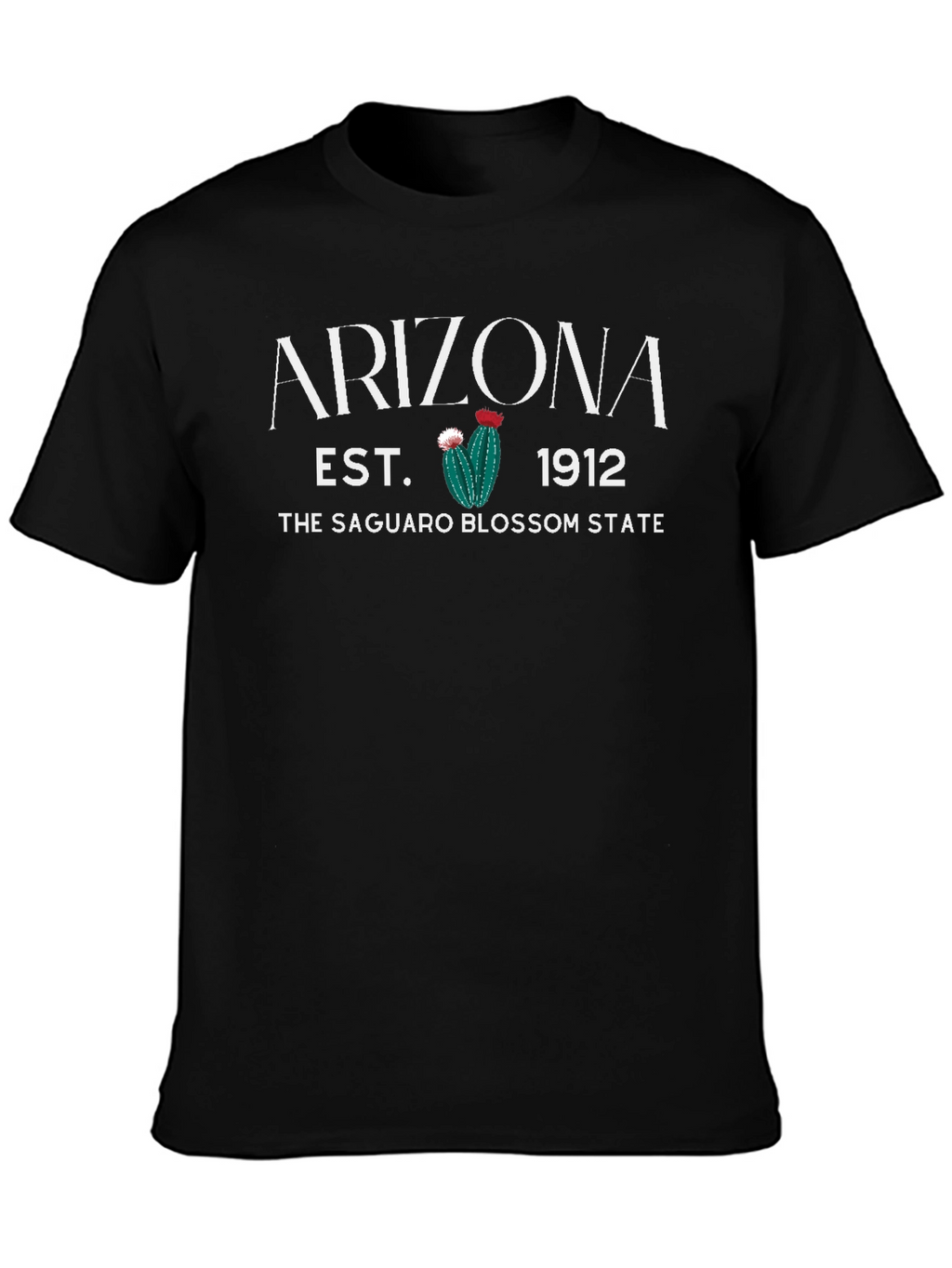 Arizona Saguaro Blossom State Black T-Shirt