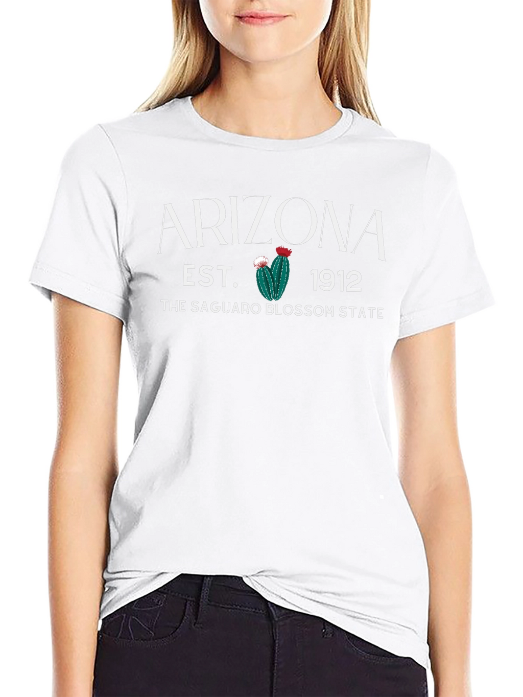Arizona Saguaro Blossom State Black T-Shirt