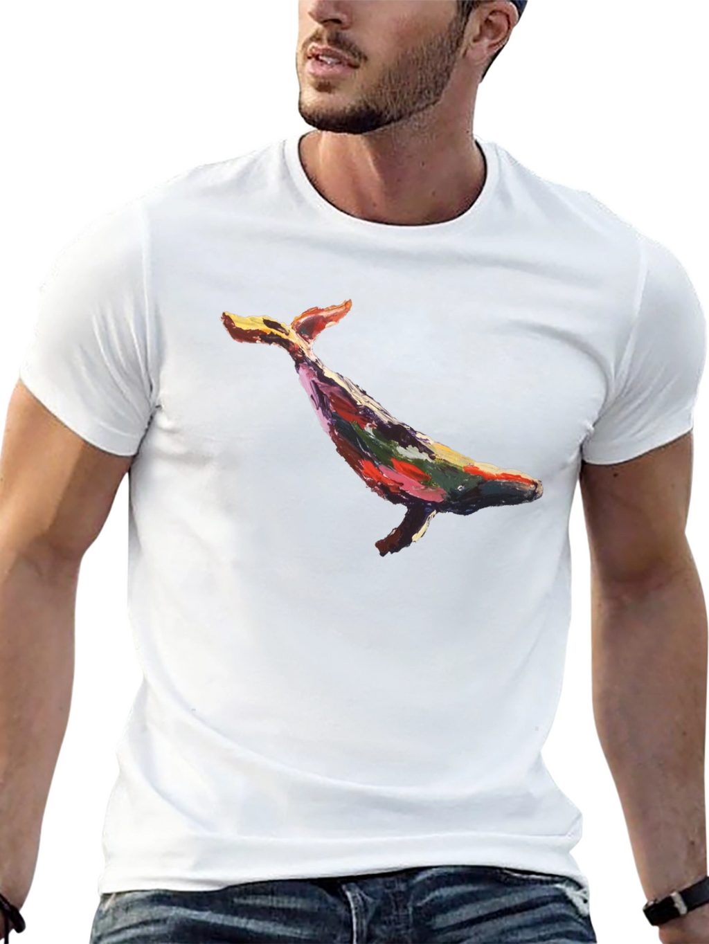 Whale Art Graphic Black T-Shirt