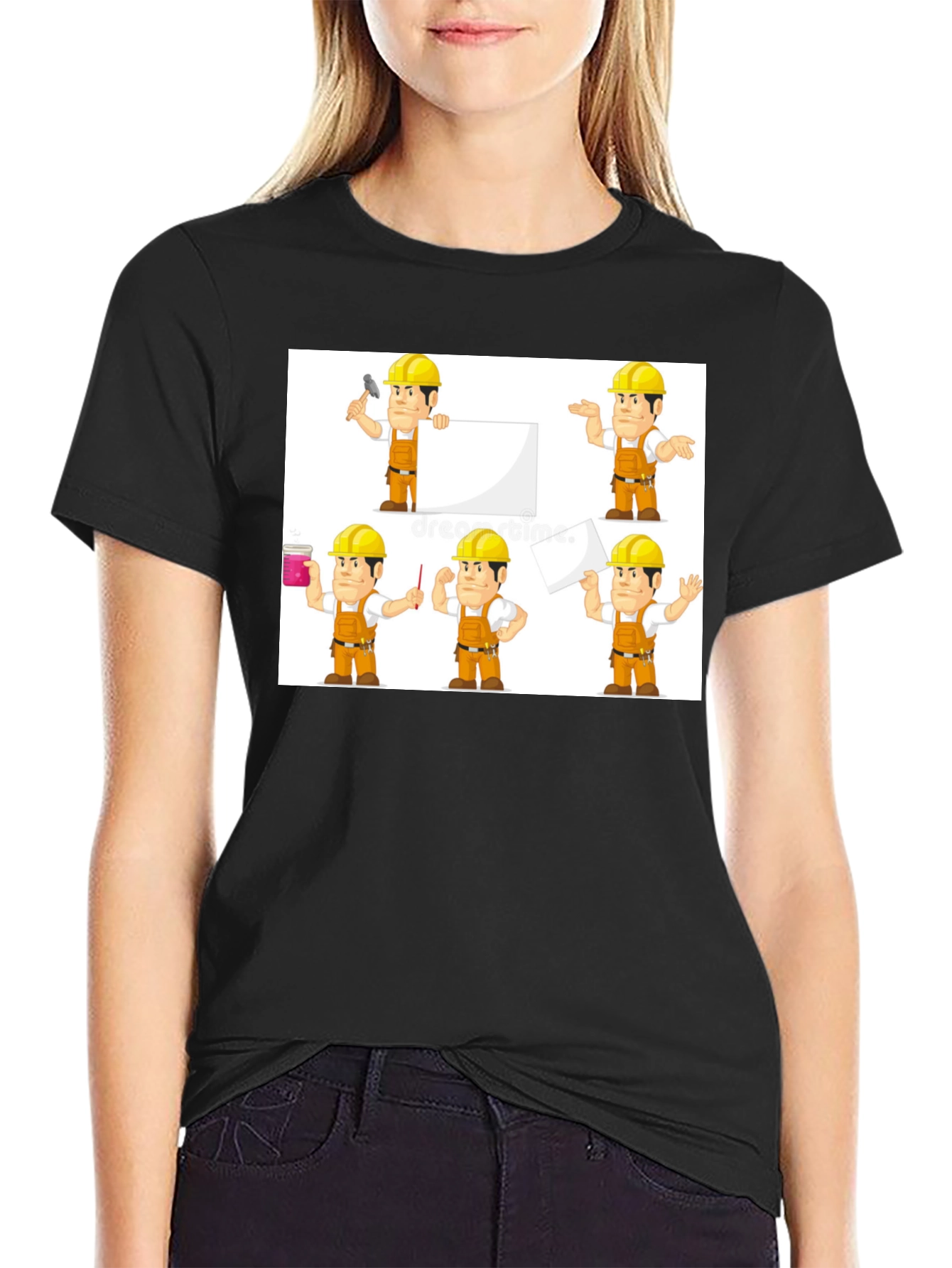 Construction Worker Cartoon T-Shirt