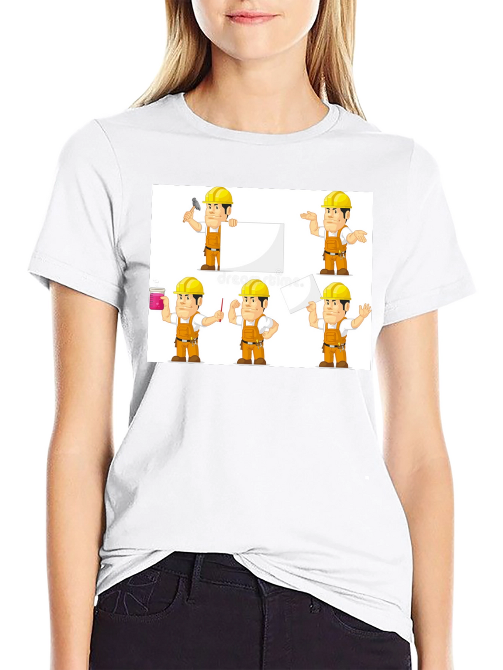 Construction Worker Cartoon T-Shirt
