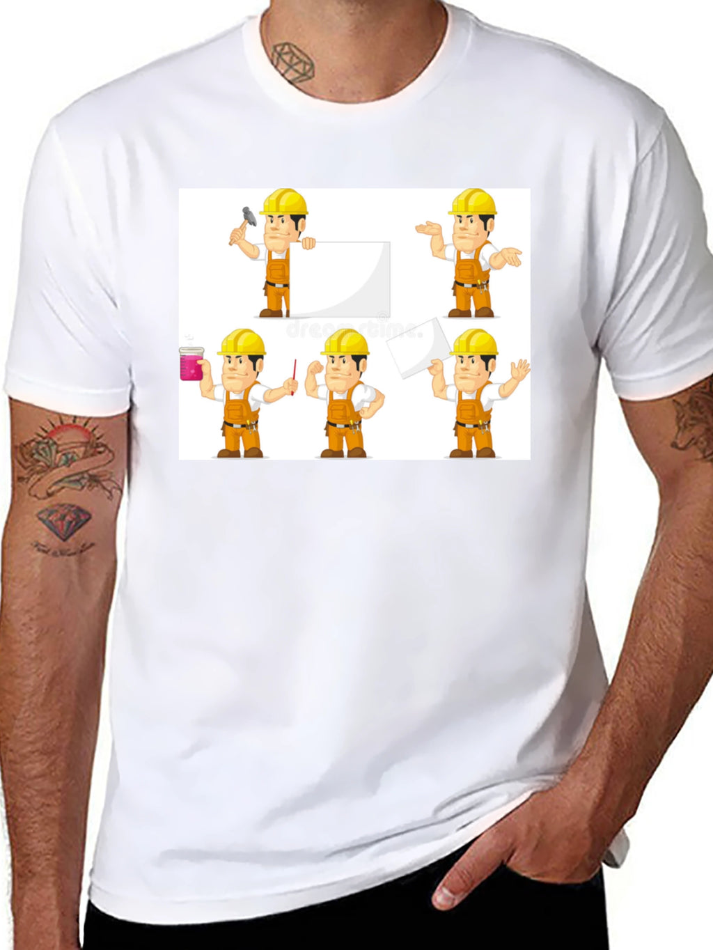 Construction Worker Cartoon T-Shirt
