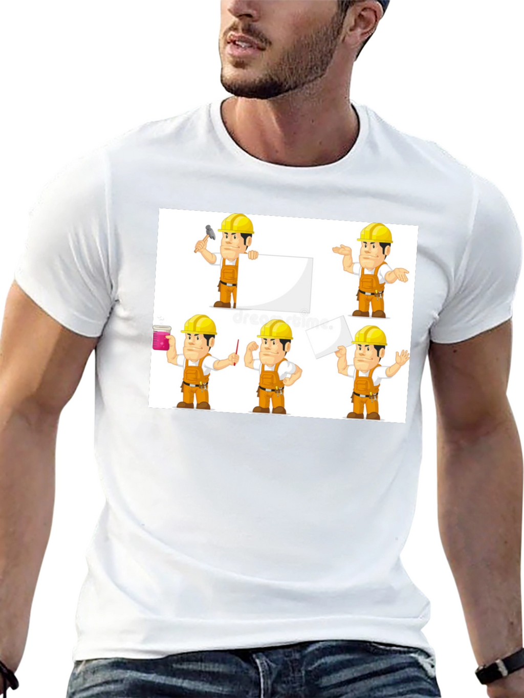 Construction Worker Cartoon T-Shirt
