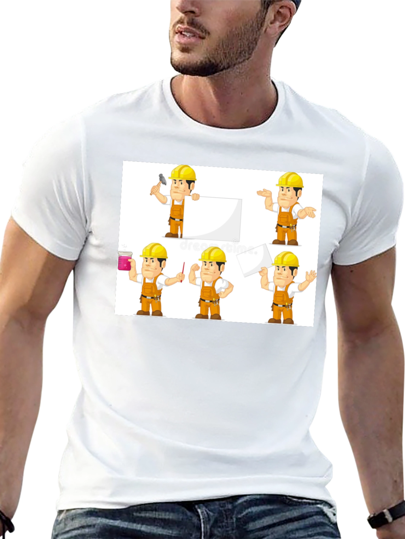 Construction Worker Cartoon T-Shirt