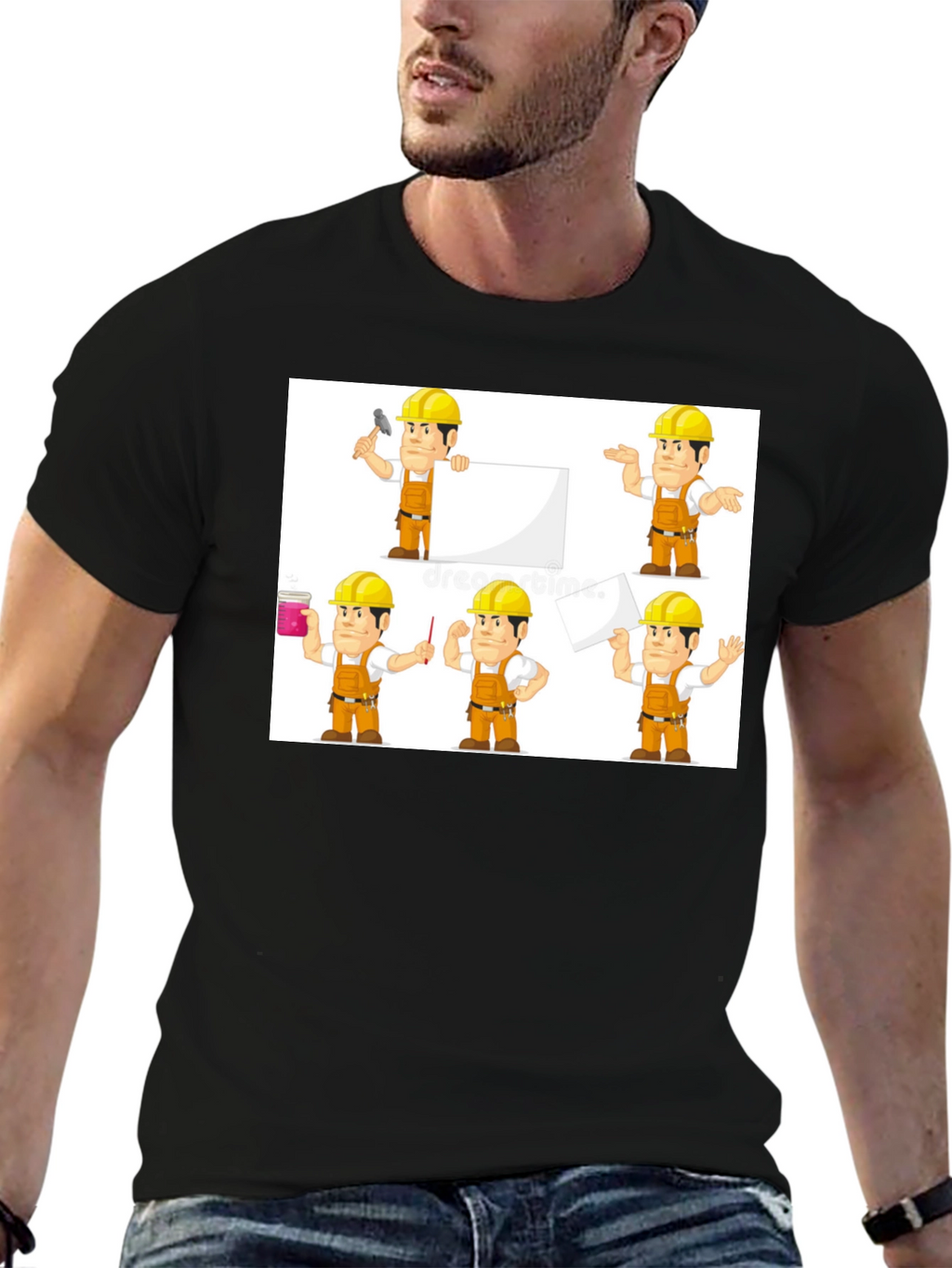 Construction Worker Cartoon T-Shirt