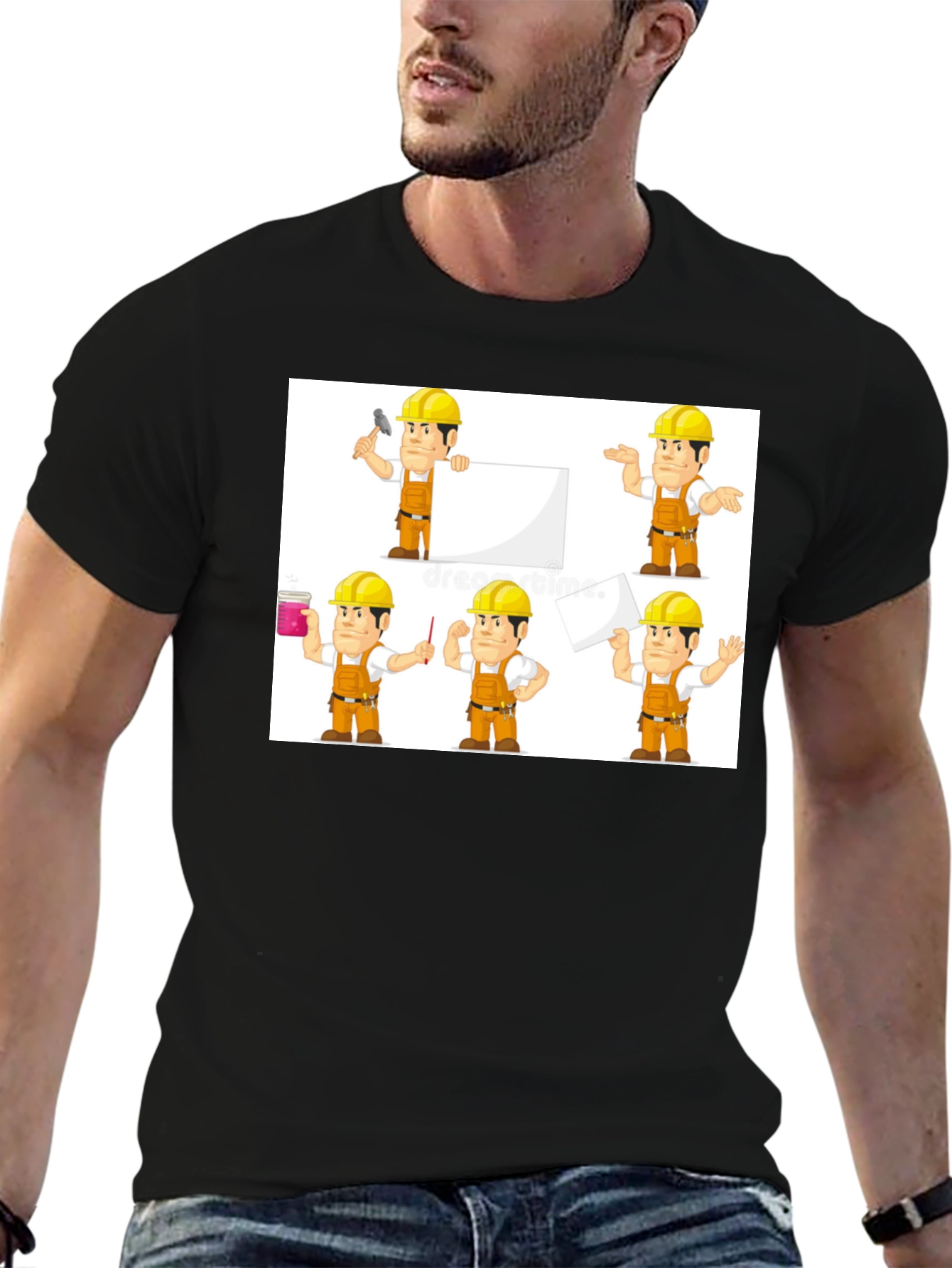 Construction Worker Cartoon T-Shirt