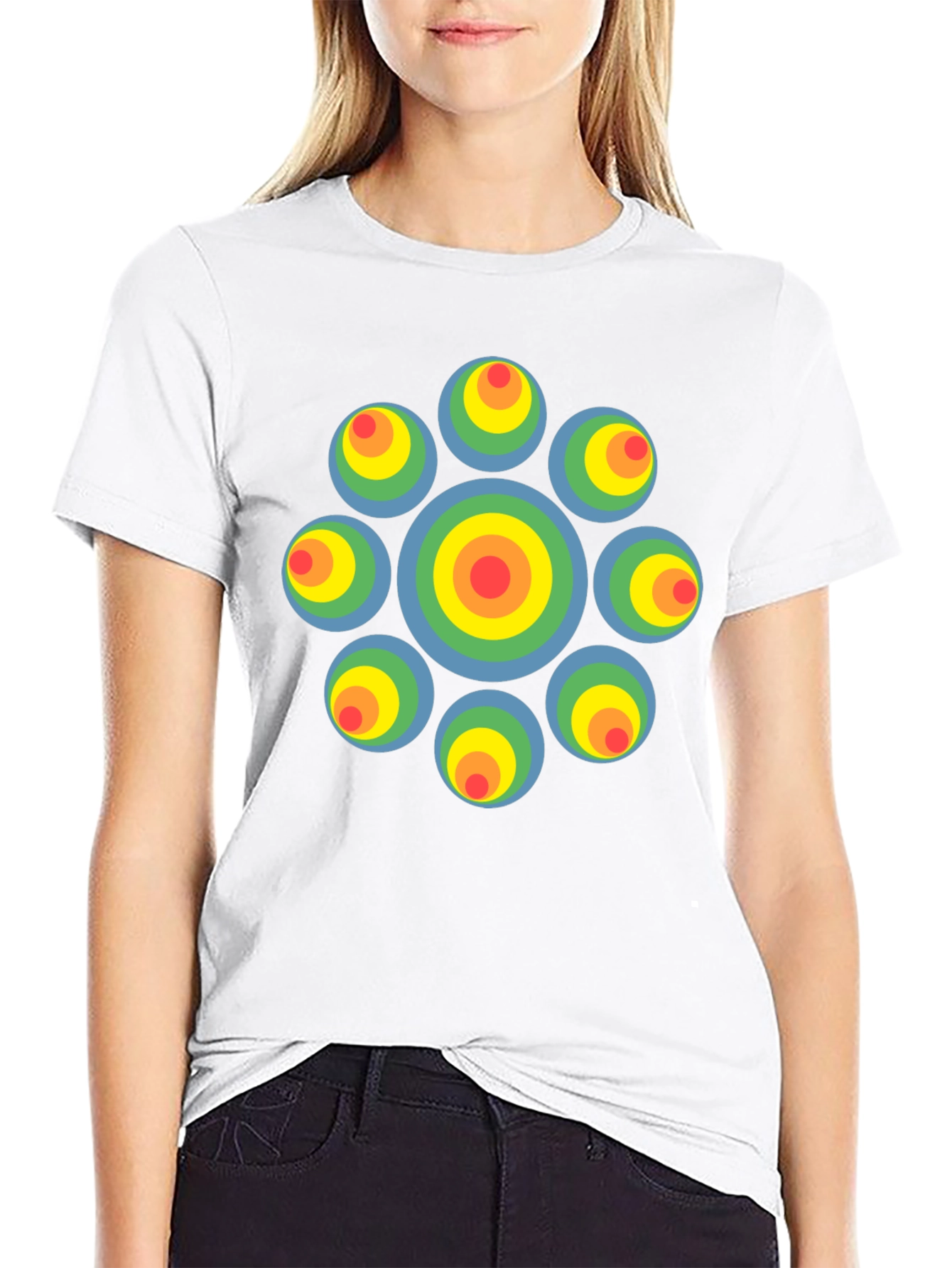 Retro Circle Graphic Black T-Shirt - Unique Design