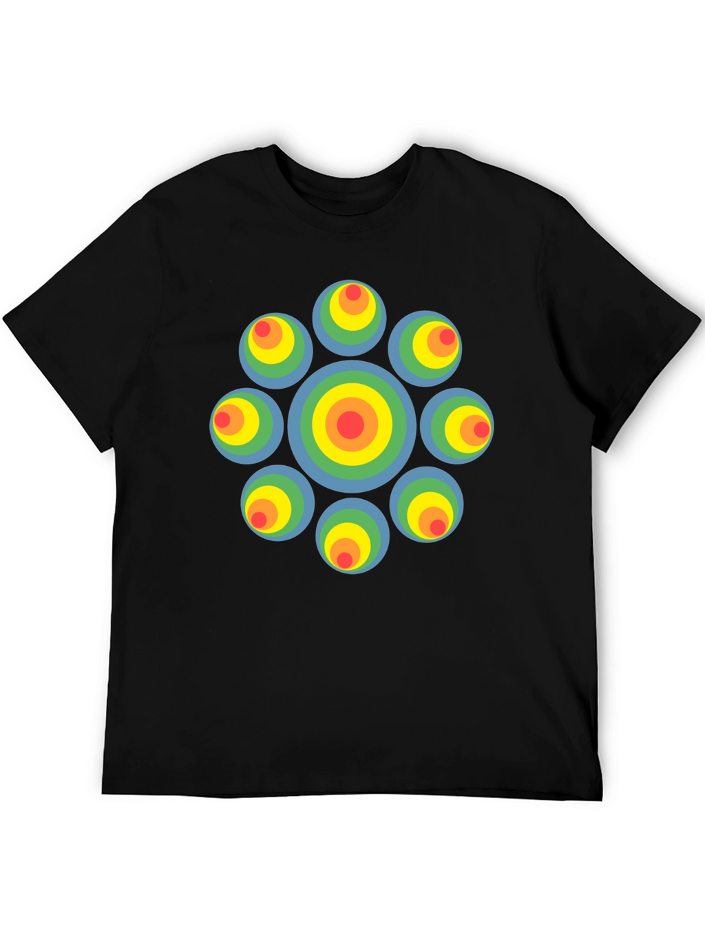 Retro Circle Graphic Black T-Shirt - Unique Design
