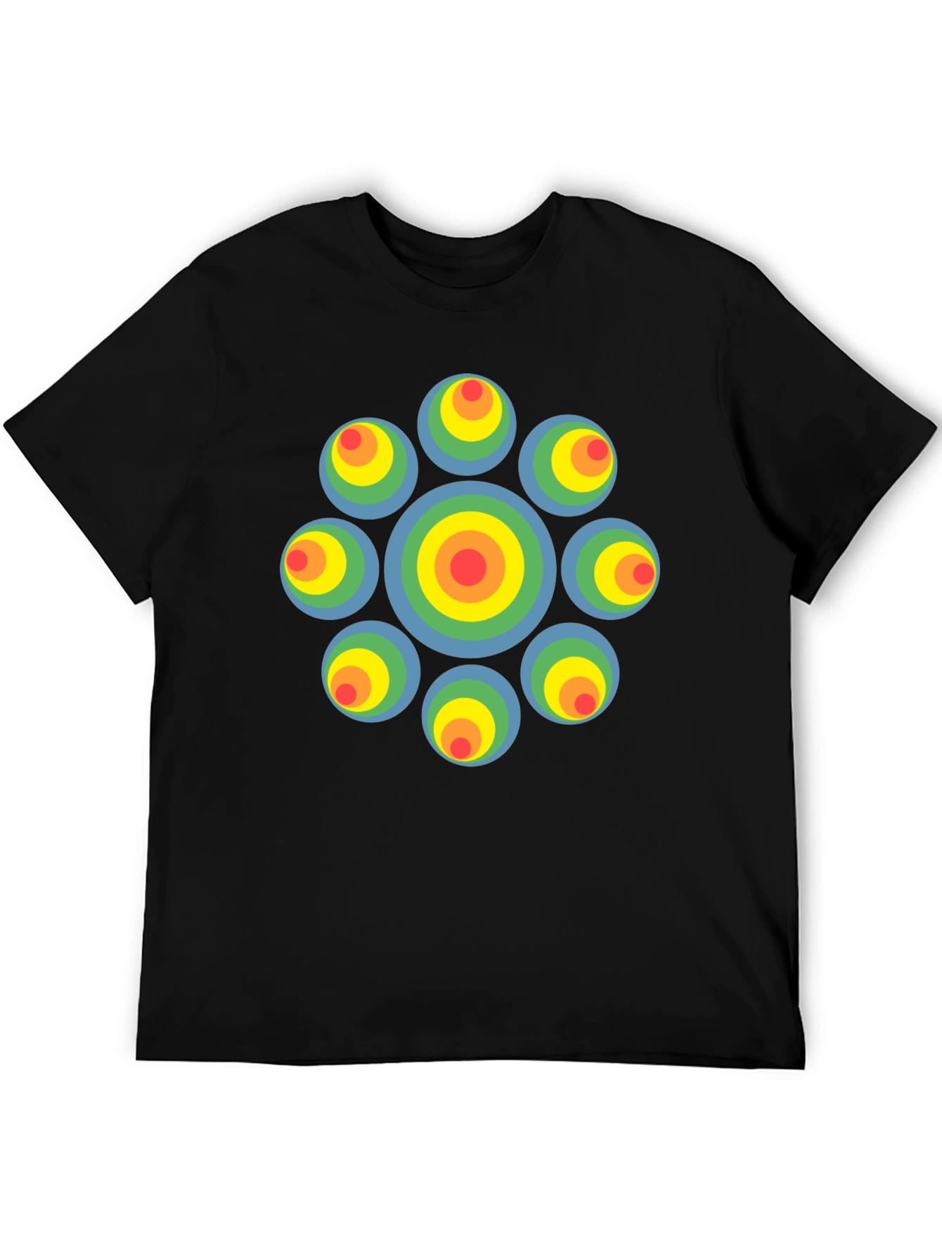 Retro Circle Graphic Black T-Shirt - Unique Design
