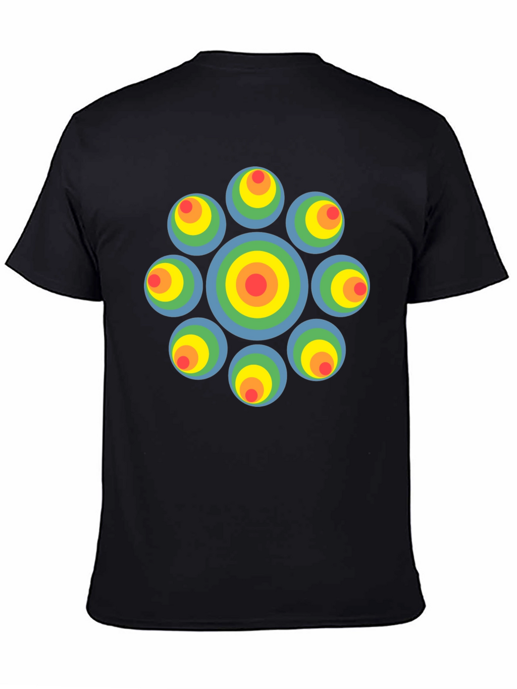 Retro Circle Graphic Black T-Shirt - Unique Design