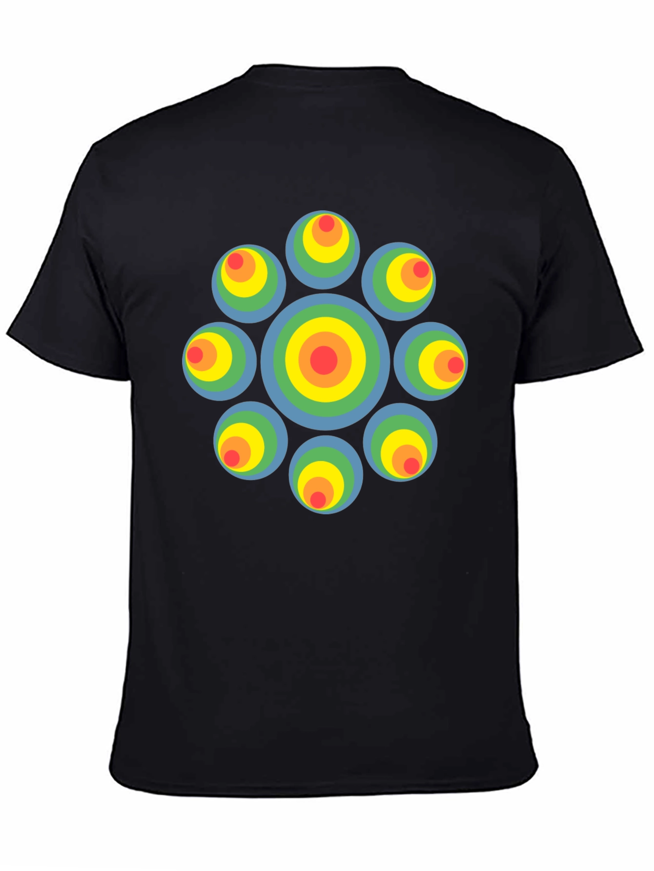 Retro Circle Graphic Black T-Shirt - Unique Design