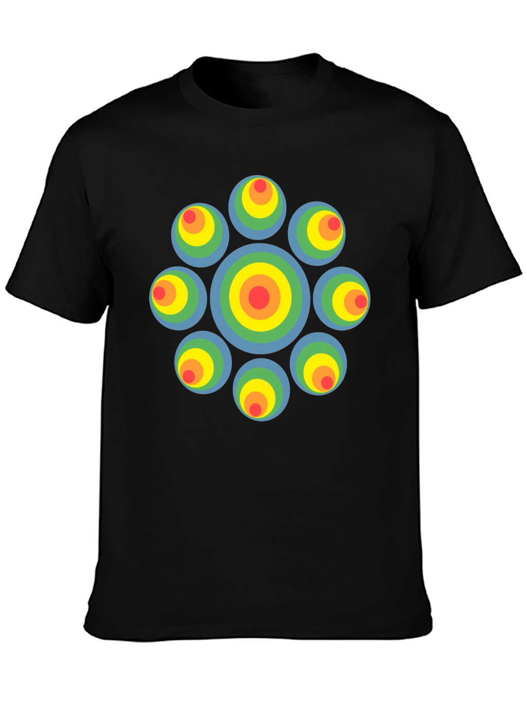 Retro Circle Graphic Black T-Shirt - Unique Design