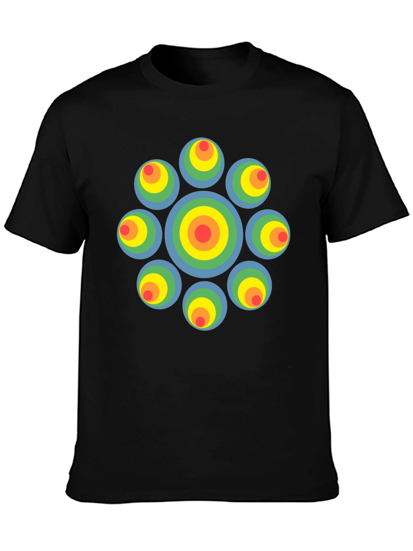 Retro Circle Graphic Black T-Shirt - Unique Design