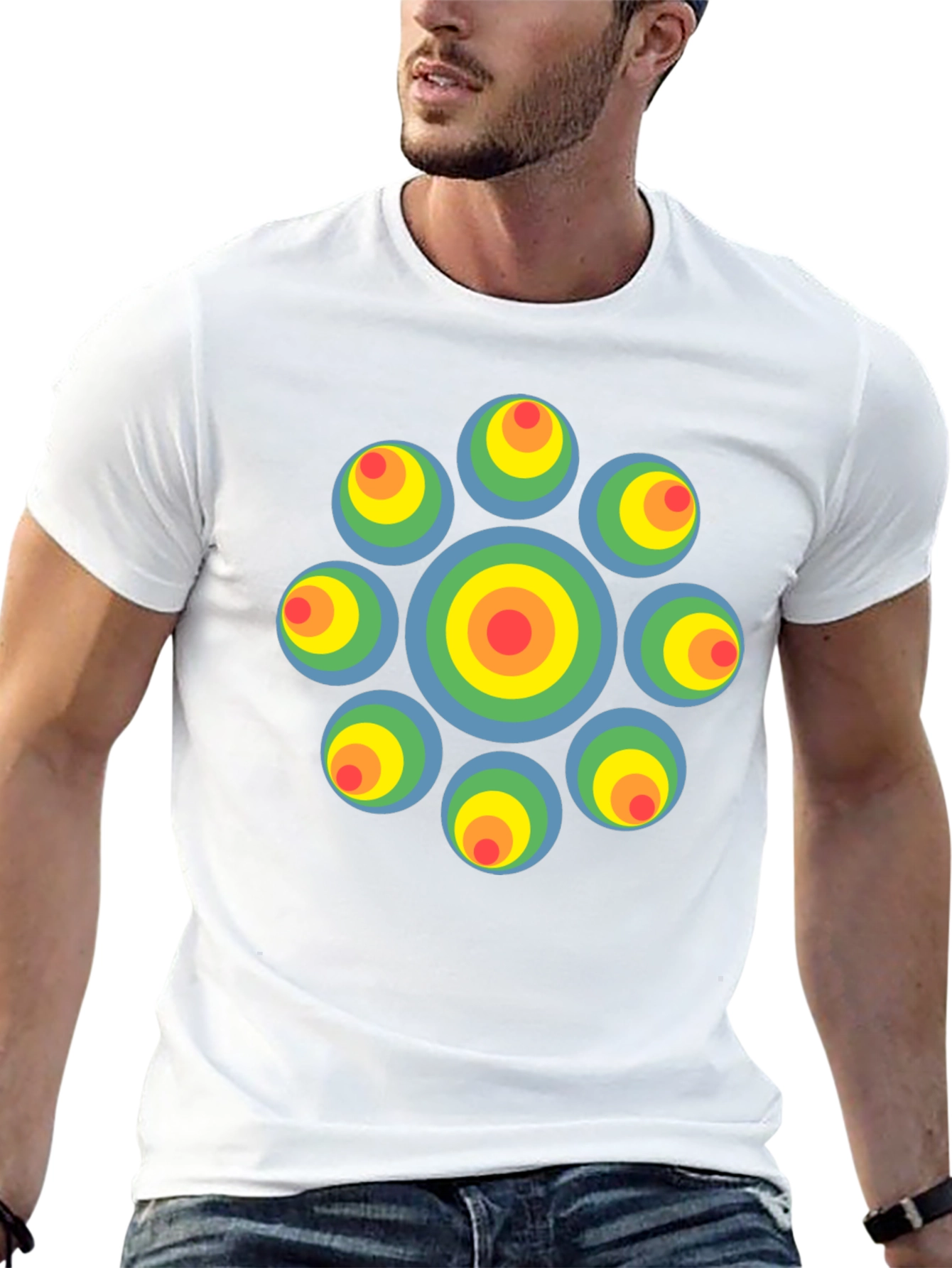 Retro Circle Graphic Black T-Shirt - Unique Design