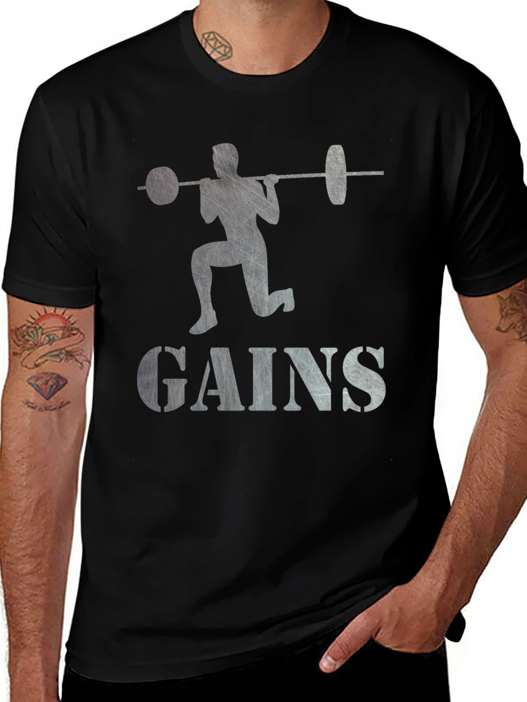 Gains Weightlifting T-Shirt - Black