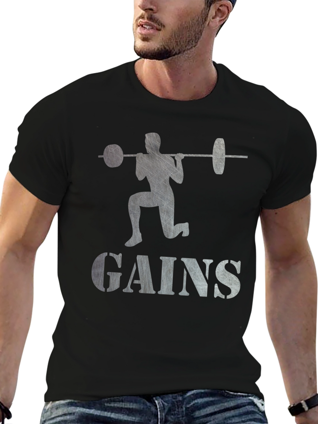 Gains Weightlifting T-Shirt - Black