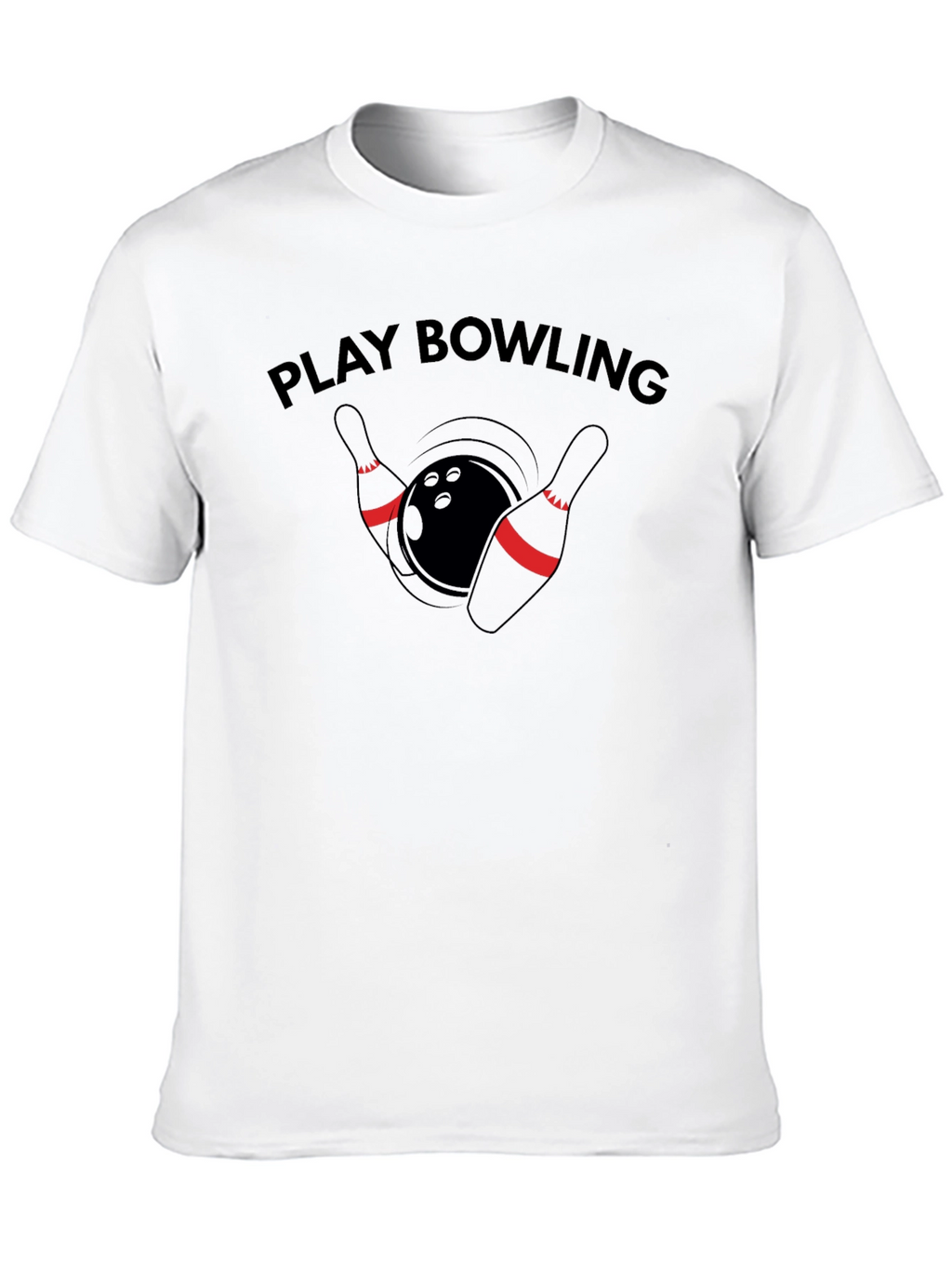 Play Bowling Graphic Tee - Casual Black T-Shirt