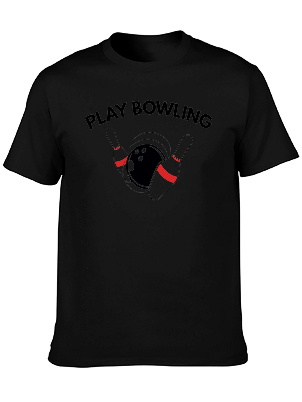 Play Bowling Graphic Tee - Casual Black T-Shirt