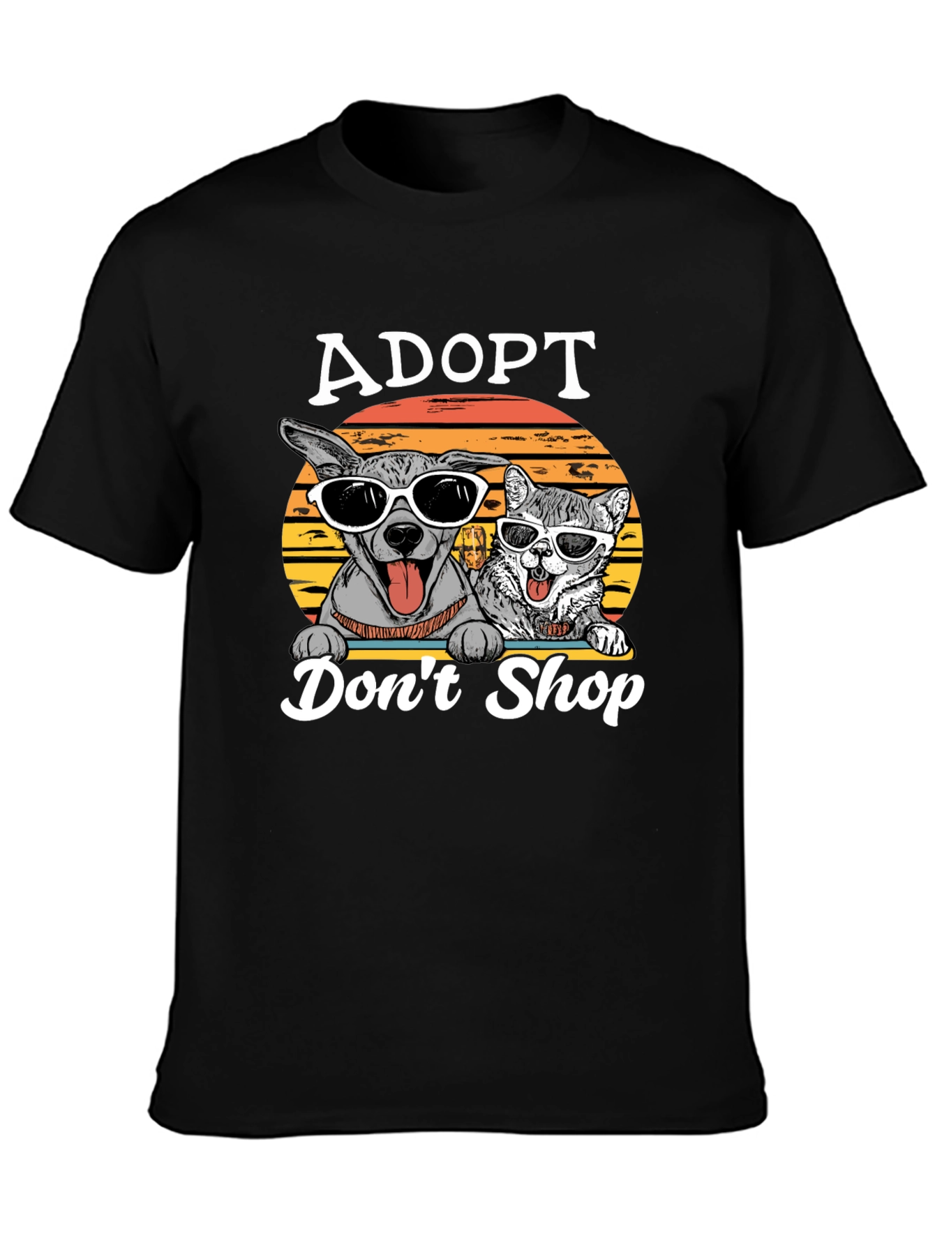 Adopt Dont Shop T-Shirt - Dog and Cat Design