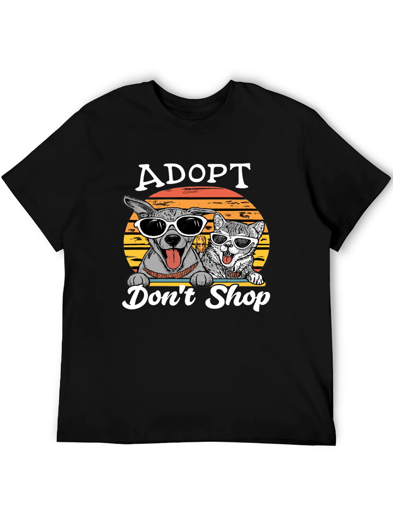 Adopt Dont Shop T-Shirt - Dog and Cat Design