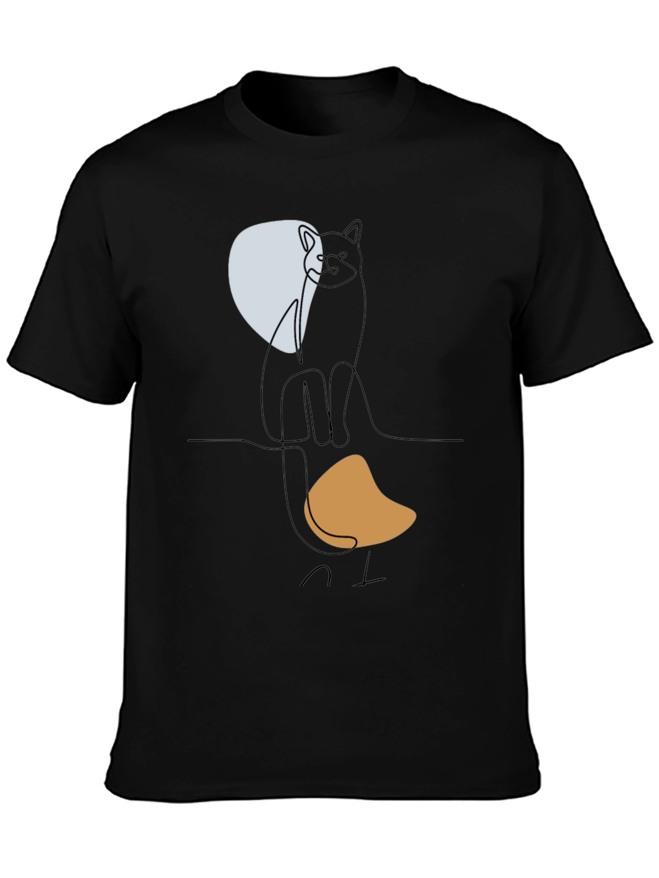 Abstract Cat Graphic Tee - Modern Minimalist Design