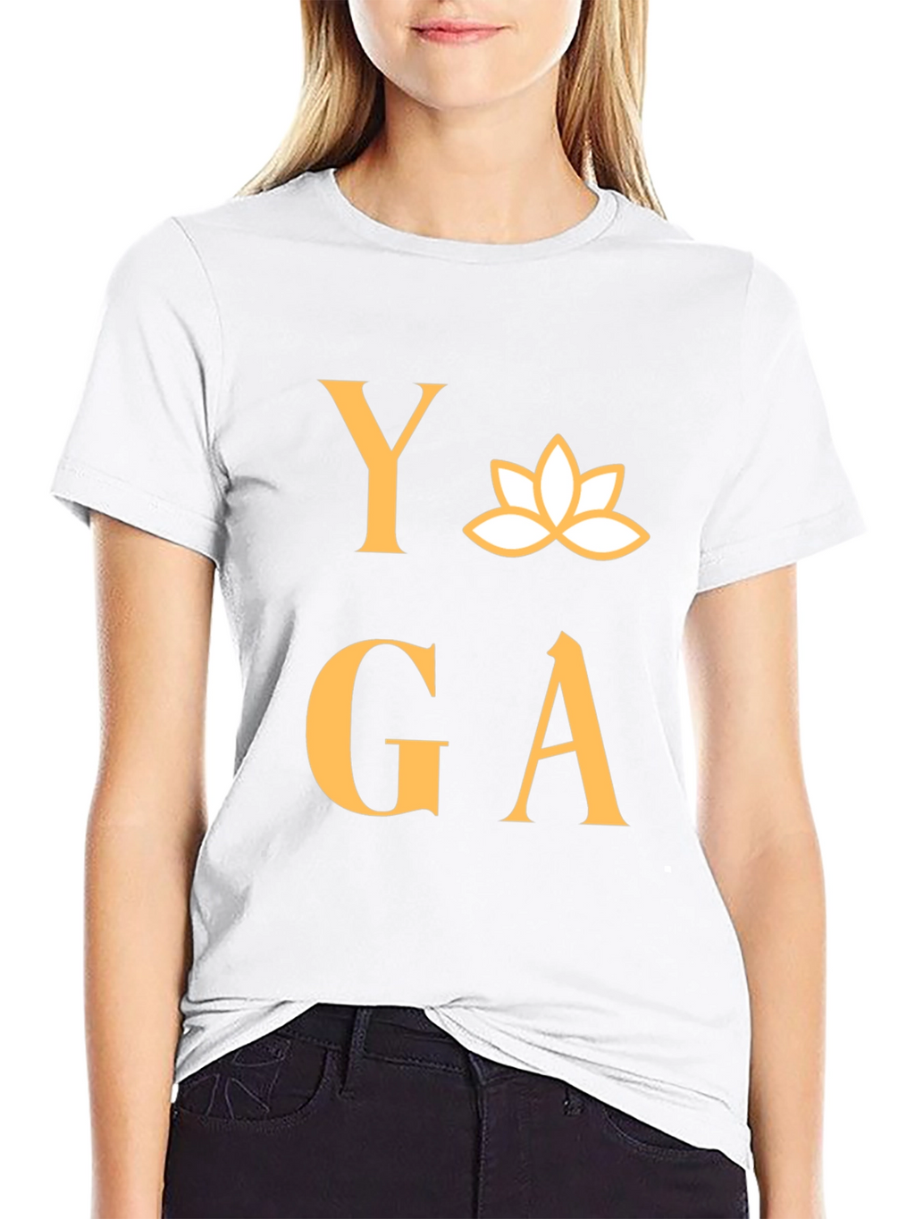 Yoga T-Shirt - Lotus Design - Black