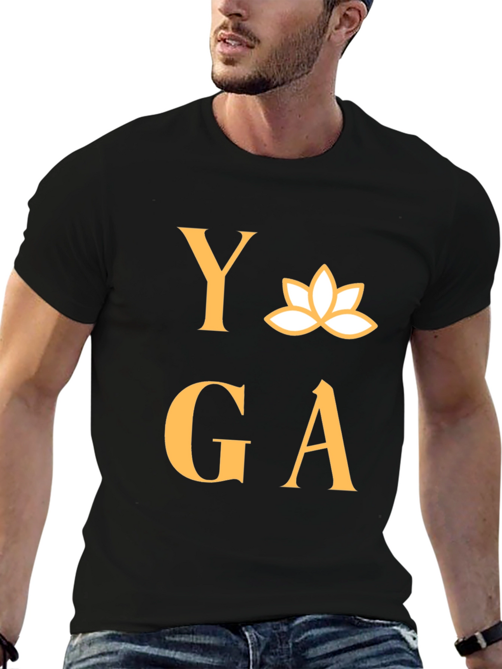 Yoga T-Shirt - Lotus Design - Black