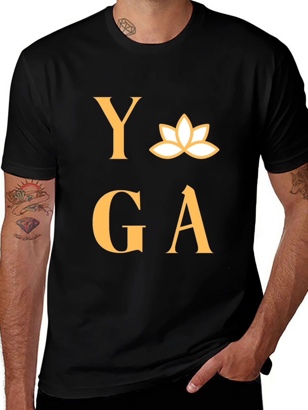 Yoga T-Shirt - Lotus Design - Black
