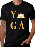 Yoga T-Shirt - Lotus Design - Black