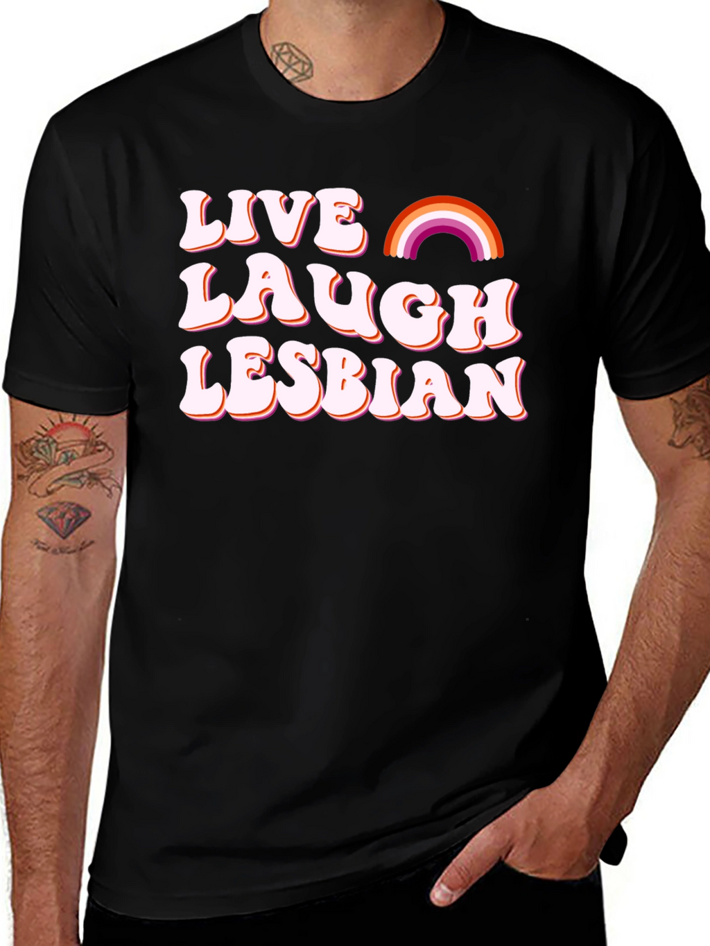 Live Laugh Lesbian T-Shirt LGBT Pride Tee