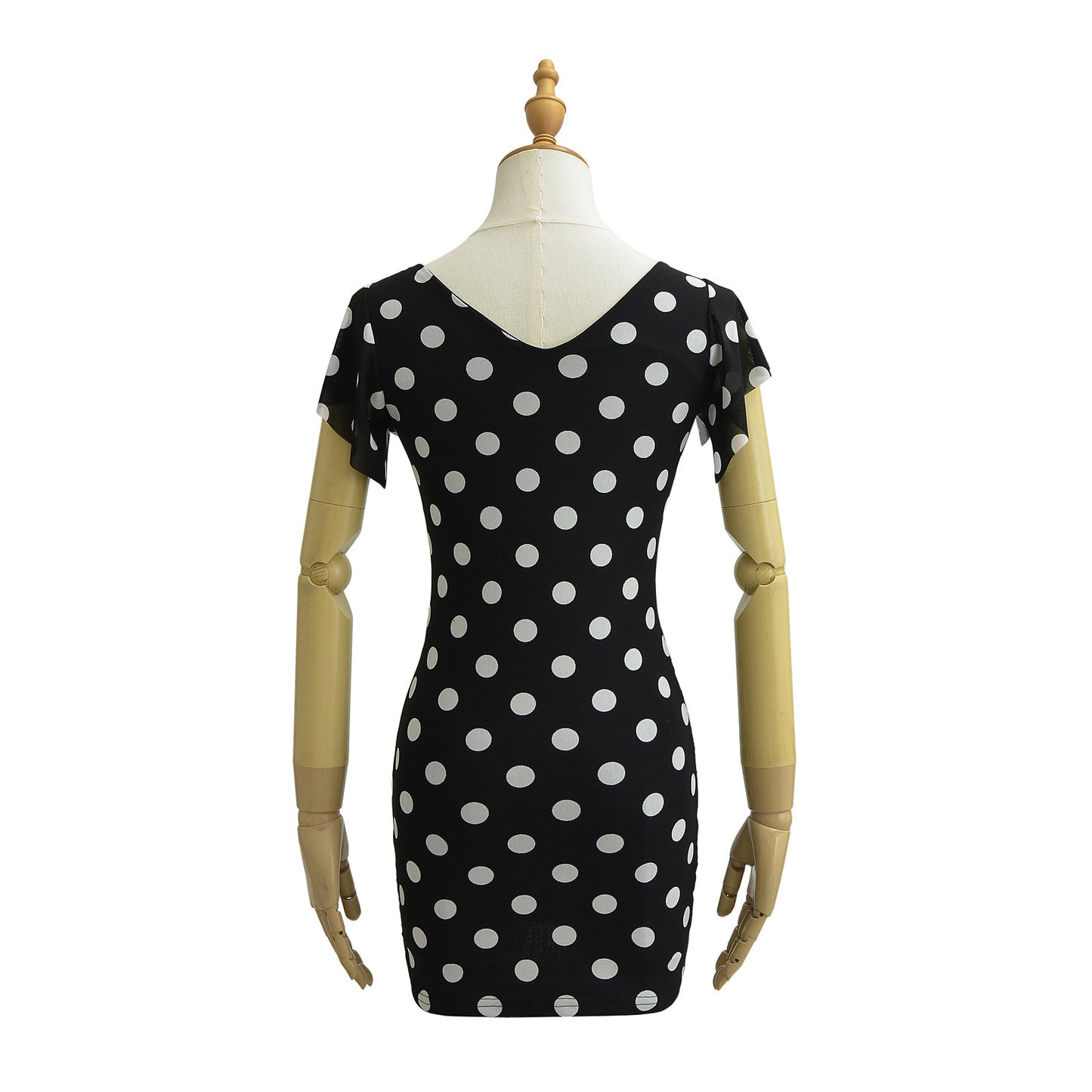 Polka dot mesh flying sleeves A-line skirt