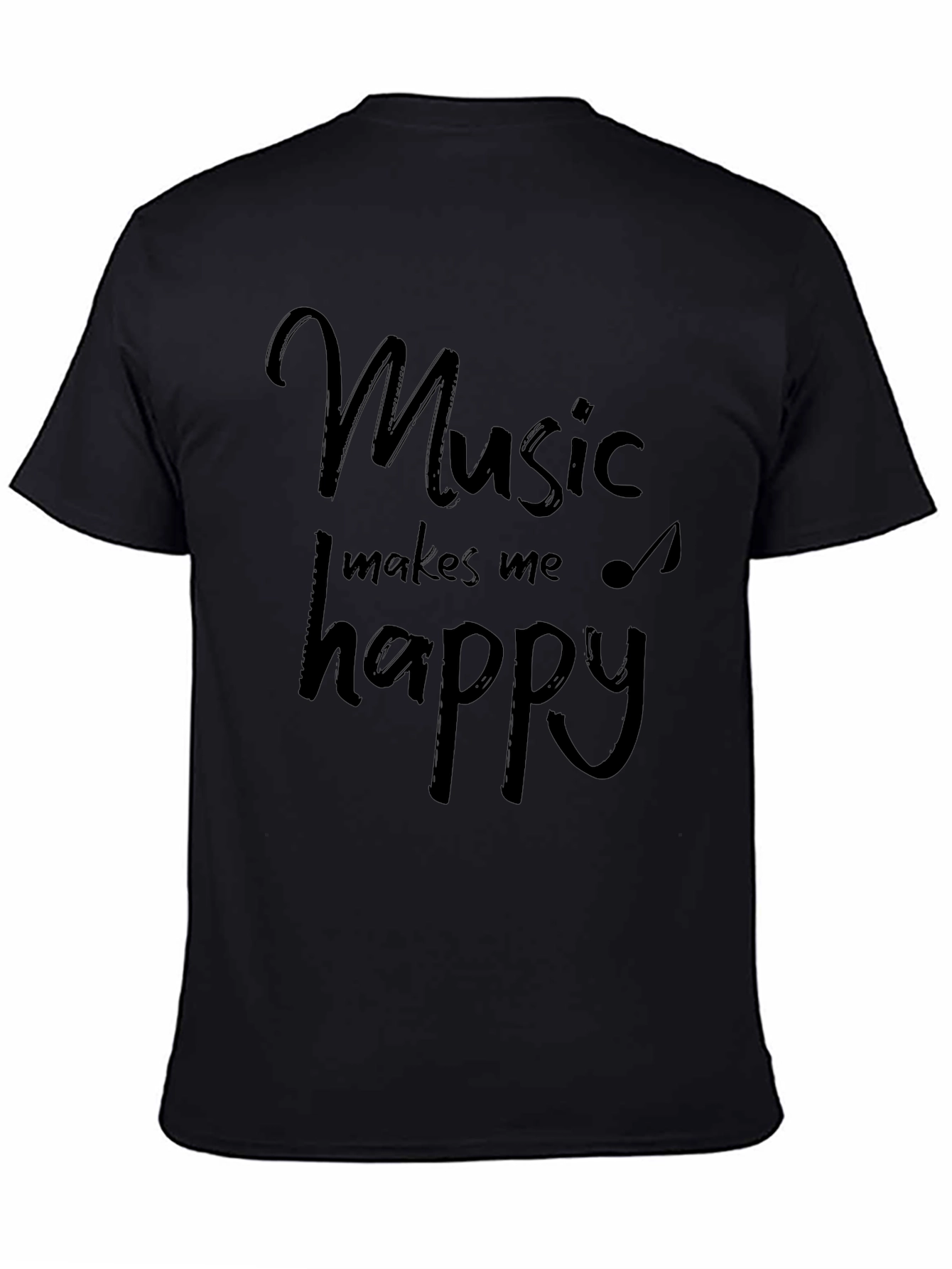 Music Makes Me Happy Black Graphic Tee Shirt