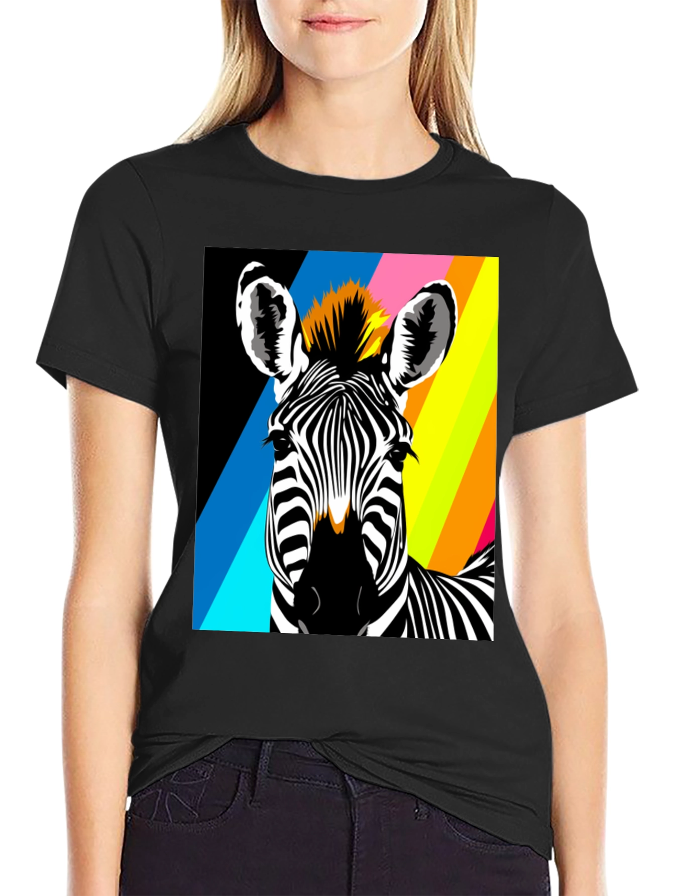 Zebra Pop Art Graphic Tee - Bold Animal Print T-Shirt