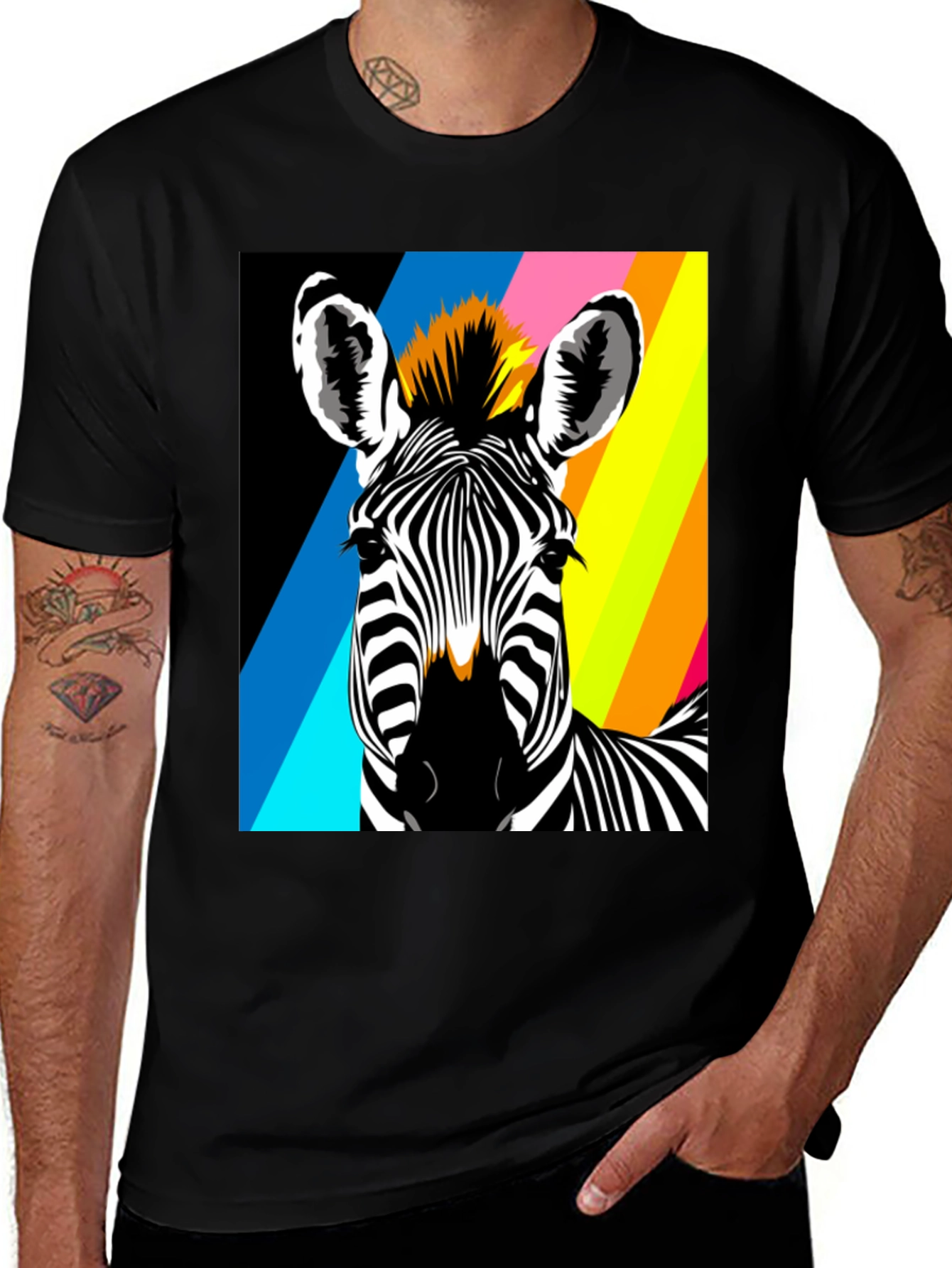 Zebra Pop Art Graphic Tee - Bold Animal Print T-Shirt