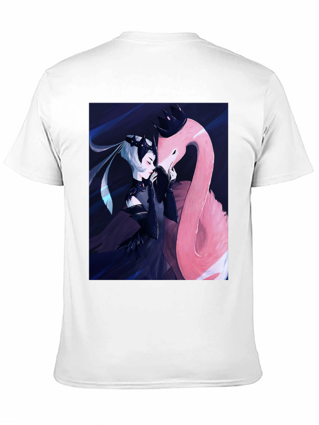 Black T-Shirt with Fantasy Flamingo Design