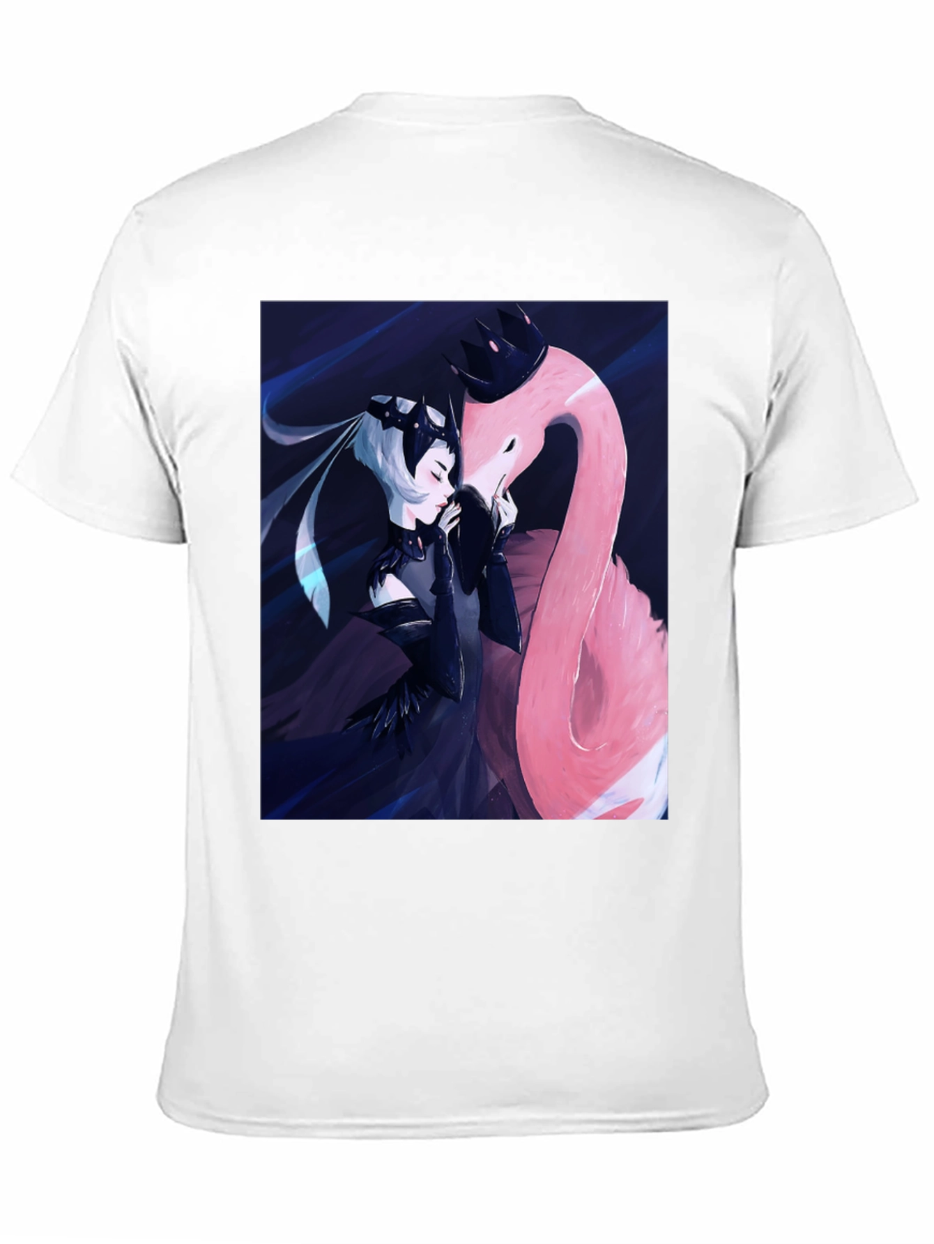 Black T-Shirt with Fantasy Flamingo Design