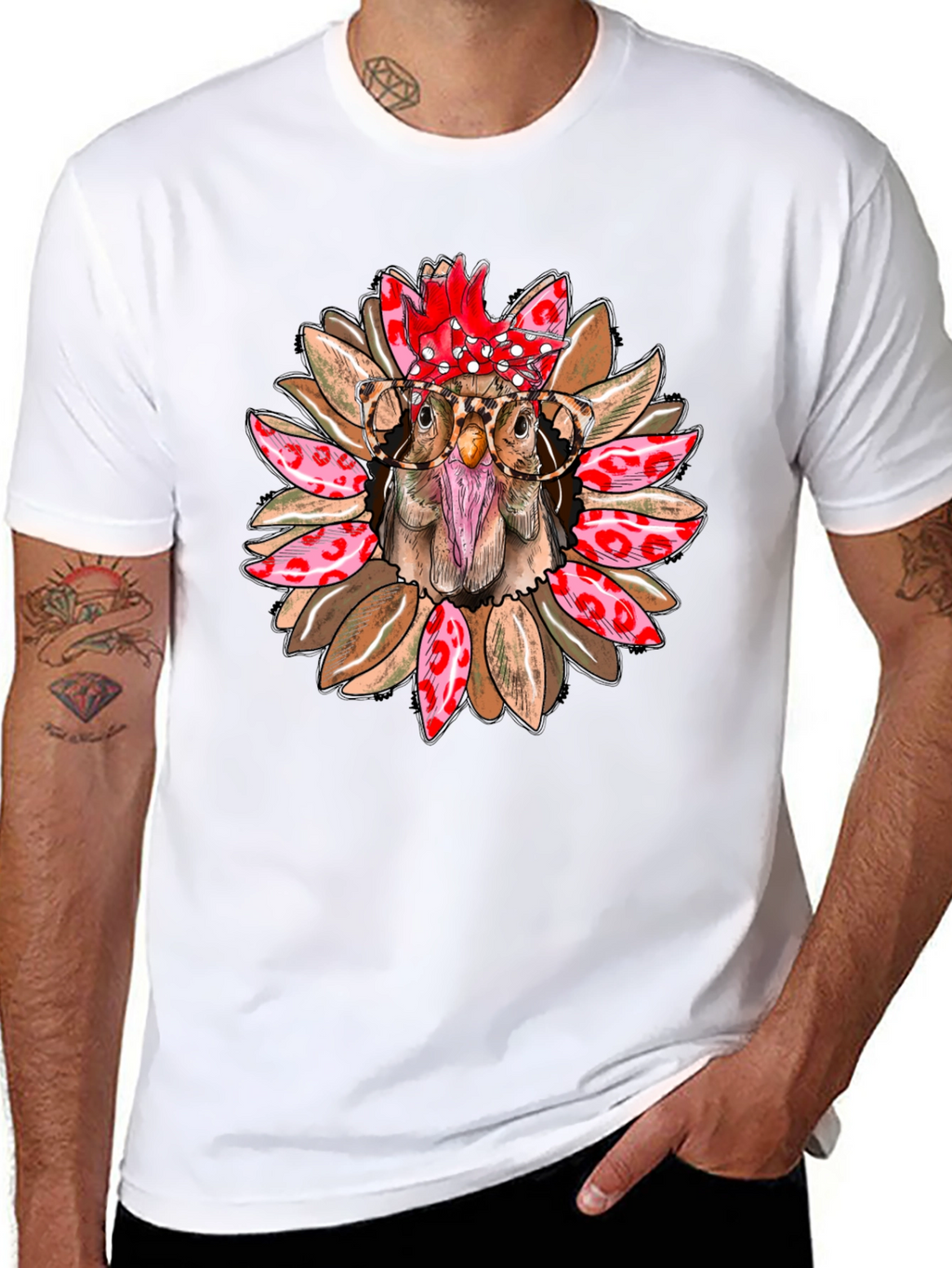 Funny Chicken with Glasses Graphic T-Shirt